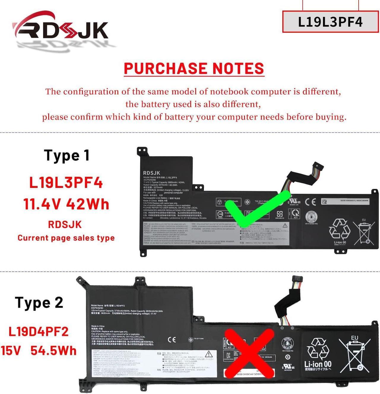 Alt view image 2 of 7 - L19C3PF6 L19L3PF4 Laptop Battery for Lenovo IdeaPad 3-17ADA05 3-17ARE05 3-17IIL05 3-17IML05 S350 V17-IIL Series L19L4PF2 L19D4PF2 5B10W89838 SB10W89845 5B10W89839 SB10W89837 5B10W89835 11.25V 42Wh