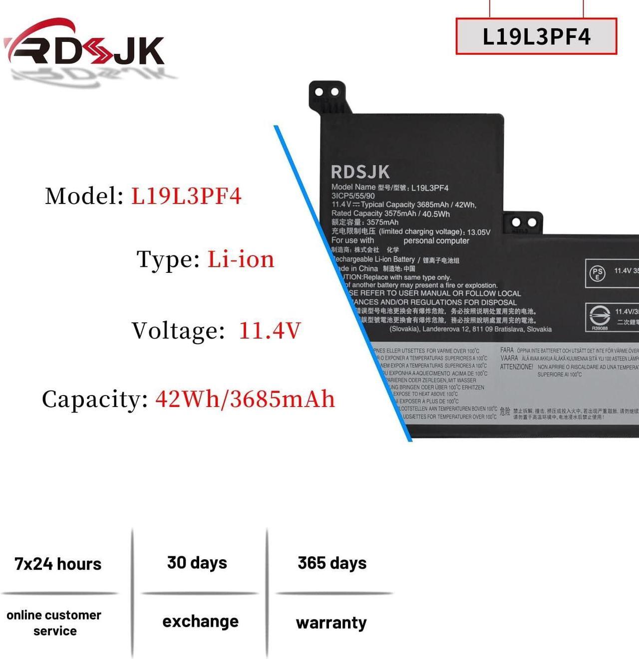Alt view image 3 of 7 - L19C3PF6 L19L3PF4 Laptop Battery for Lenovo IdeaPad 3-17ADA05 3-17ARE05 3-17IIL05 3-17IML05 S350 V17-IIL Series L19L4PF2 L19D4PF2 5B10W89838 SB10W89845 5B10W89839 SB10W89837 5B10W89835 11.25V 42Wh