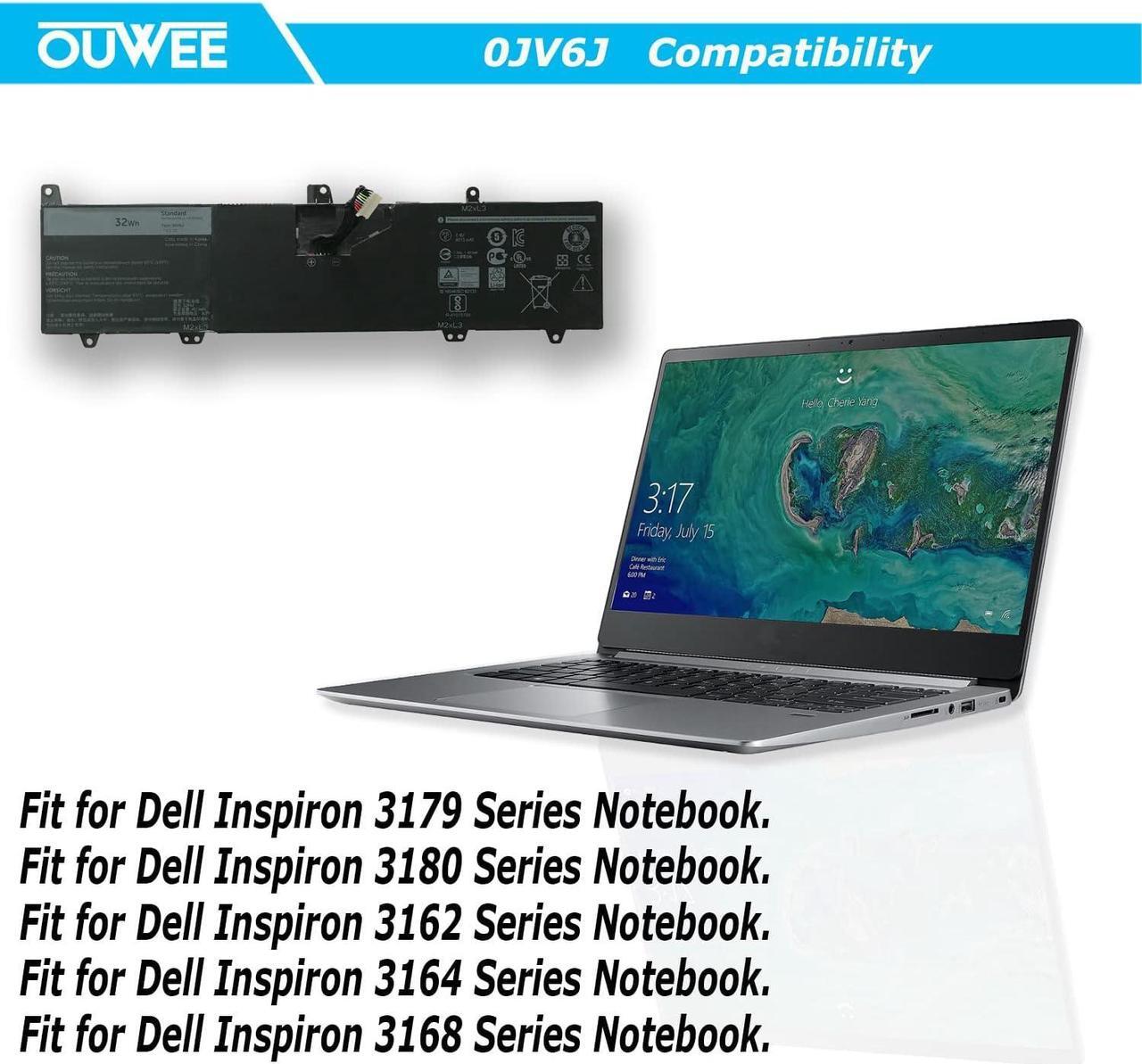 Alt view image 4 of 7 - OUWEE 0JV6J Laptop Battery Compatible with Dell Inspiron 3179 3180 3162 3164 3168 Series Notebook 8NWF3 PGYK5 OJV6J 7.6V 32Wh 4013mAh 2-Cell