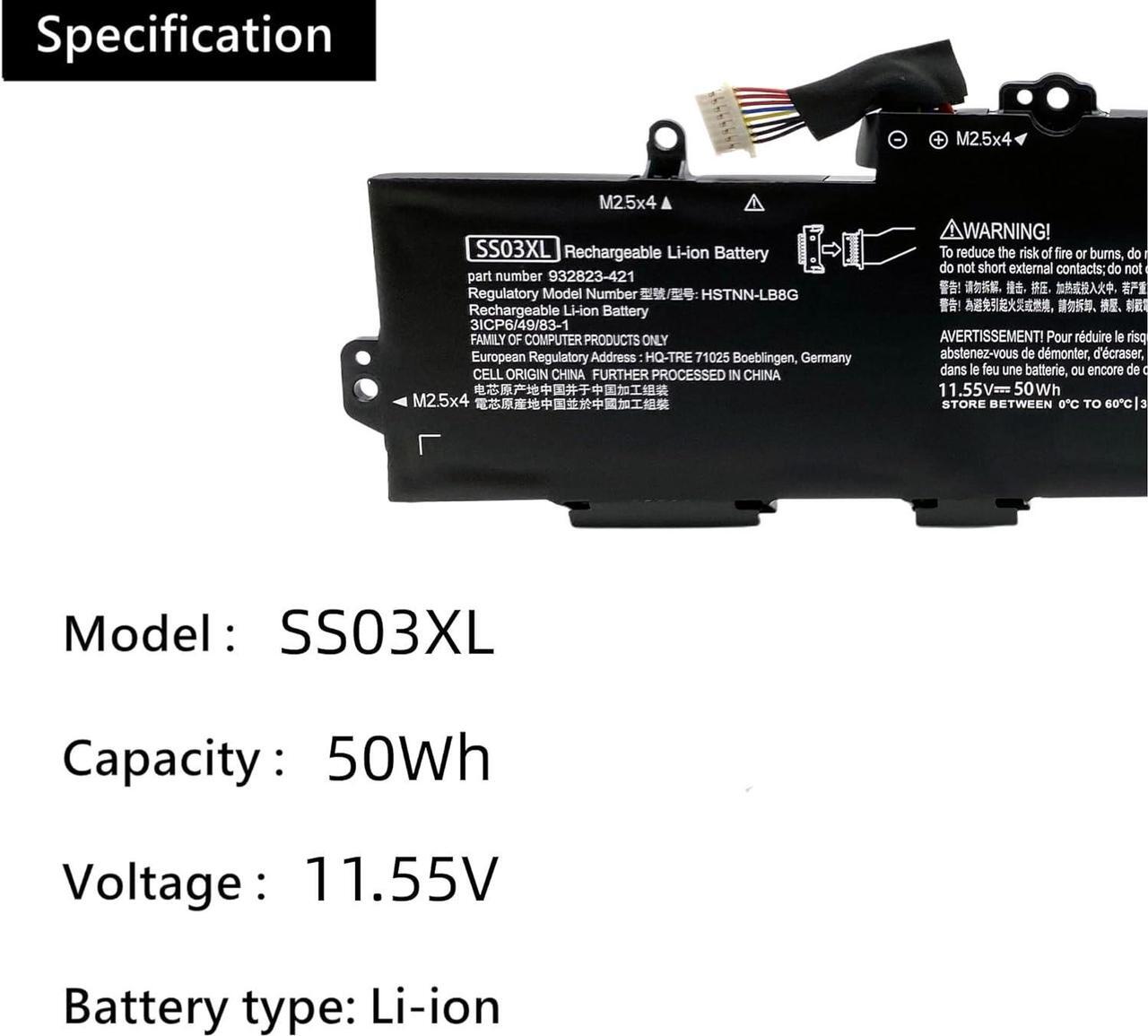 Alt view image 6 of 7 - HCSK SS03XL New Laptop Battery for Hp EliteBook 730 735 740 745 755 830 840 846 G5 745 840 G6 ZBOOK 14U G5 G6 Series HSN-I12C HSN-I13C-4 HSTNN-LB8G 932823-421 933321-855 HSTNN-IB8C 11.55V50Wh, LK03XL