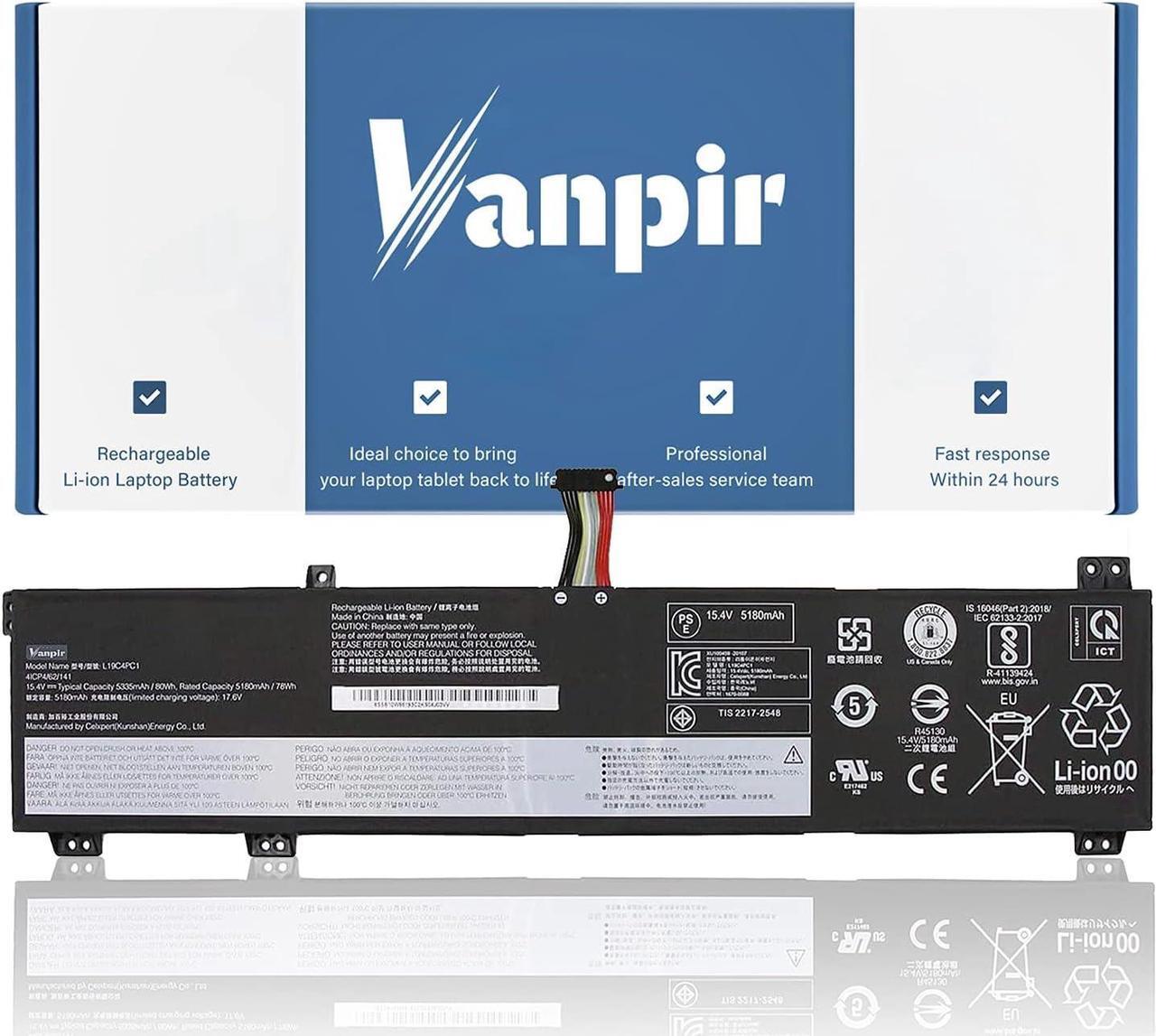 Main image of Vanpir L19C4PC1 Laptop Battery 15.4V 80Wh 5335mAh Replacement for Lenovo Legion 5P-15IMH05 Legion 5-15IMH05 5-15ARH05 Series L19C4PC0 5B10W86196 L19M4PC0 5B10W86195 L19M4PC1 5B10W86192 5B10W86194