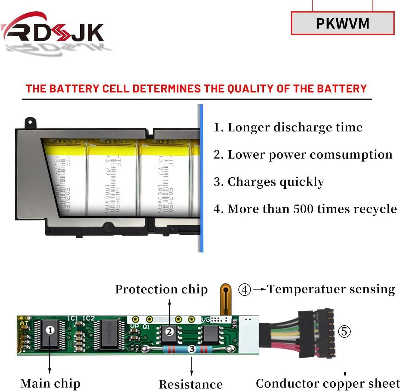 Alt view image 4 of 7 - PKWVM Laptop Battery for Dell Precision 7550 7750 7560 7760 Series C903V CR72X 17C06 447VR 0CR72X 068N03 0447VR 68N03 11.4V 95Wh
