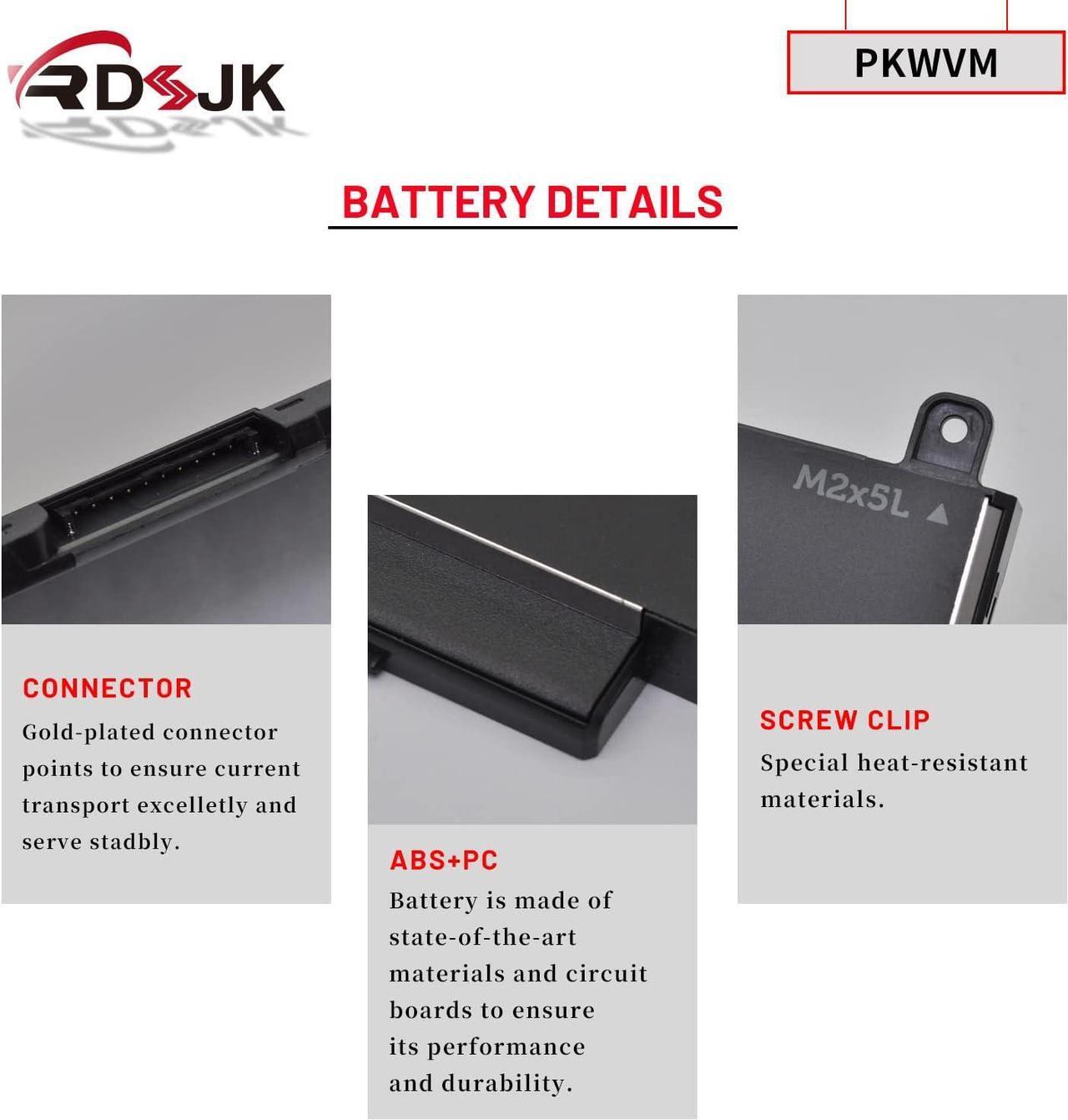 Alt view image 5 of 7 - PKWVM Laptop Battery for Dell Precision 7550 7750 7560 7760 Series C903V CR72X 17C06 447VR 0CR72X 068N03 0447VR 68N03 11.4V 95Wh