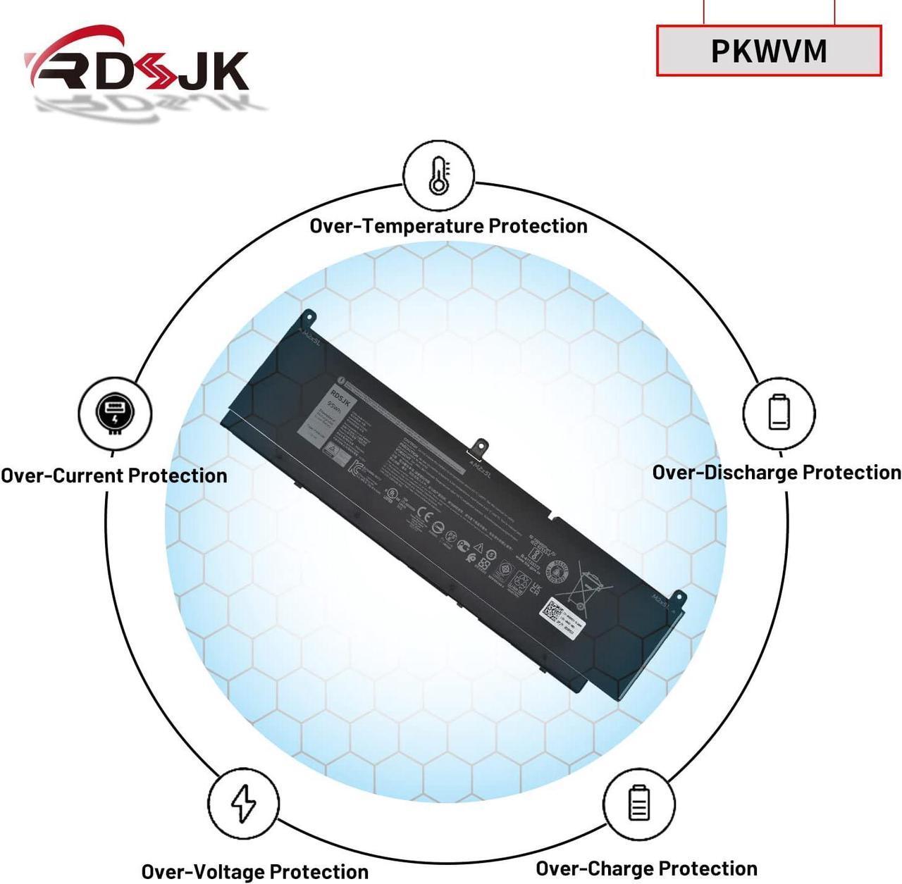 Alt view image 6 of 7 - PKWVM Laptop Battery for Dell Precision 7550 7750 7560 7760 Series C903V CR72X 17C06 447VR 0CR72X 068N03 0447VR 68N03 11.4V 95Wh