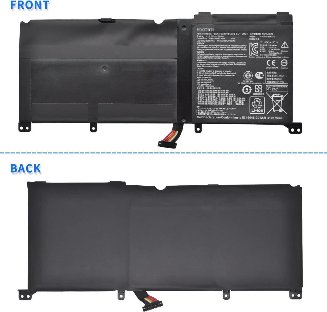 Alt view image 2 of 7 - HXPKH C41N1524 Laptop Battery for ASUS ZenBook G60V N501JW-1A N501JW-1B N501JW-2A N501JW-2B N501VW N501VW-2B UX501JW UX501VW UX501VW-FY103T for ROG G501VW G501VW-BSI7N25 Series 0B200-01250200 C41PMC5