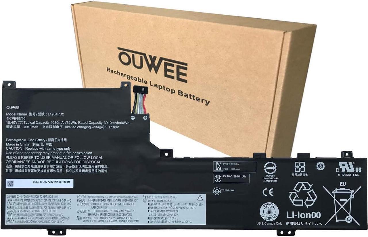 Main image of OUWEE L19L4PD2 Laptop Battery Compatible with Lenovo Ideapad Yoga S740-14IIL Series Notebook L19M4PD2 5B10W67424 5B10U97772 5B10U97773 5B10W67253 15.4V 62Wh 4080mAh 4-Cell