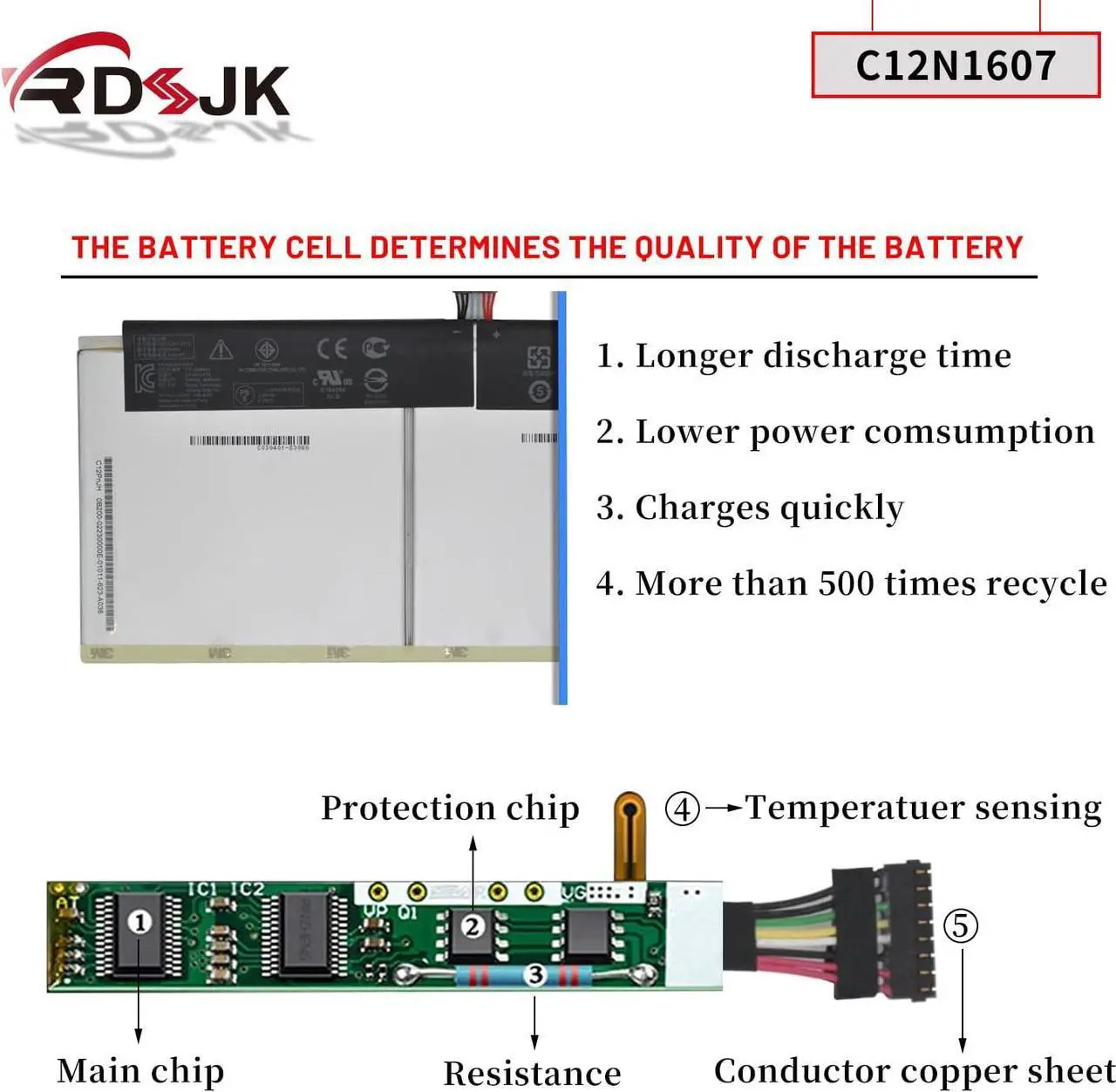 Alt view image 4 of 7 - C12N1607 Laptop Battery for Asus Transformer Mini T102H T102HA T103HA T102HA-GR T102HA-GR012T T102HA-GR014T GR016T Series T103HAF-GR021T Tablet 0B200-02230000 0B200-02230100 1ICP3/91/91-2 3.85V 32Wh