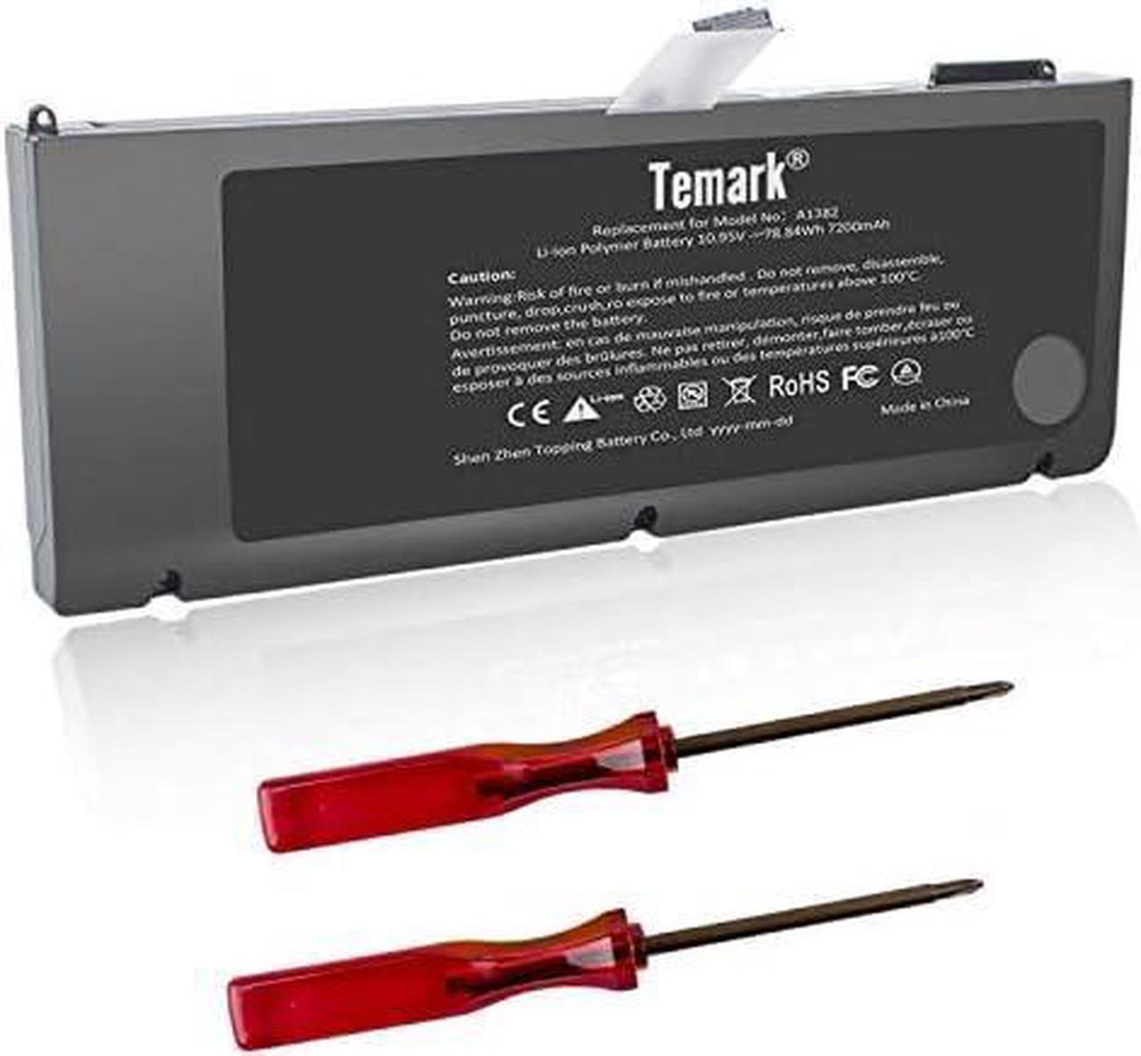 Main image of Temark A1382 Replacement Laptop Battery Compatible with MacBook Pro 15 inch A1286 (only for Core i7 Early 2011 Late 2011 Mid 2012),fit MC721LL/A MC723LL/A 661-5844 020-7134-A