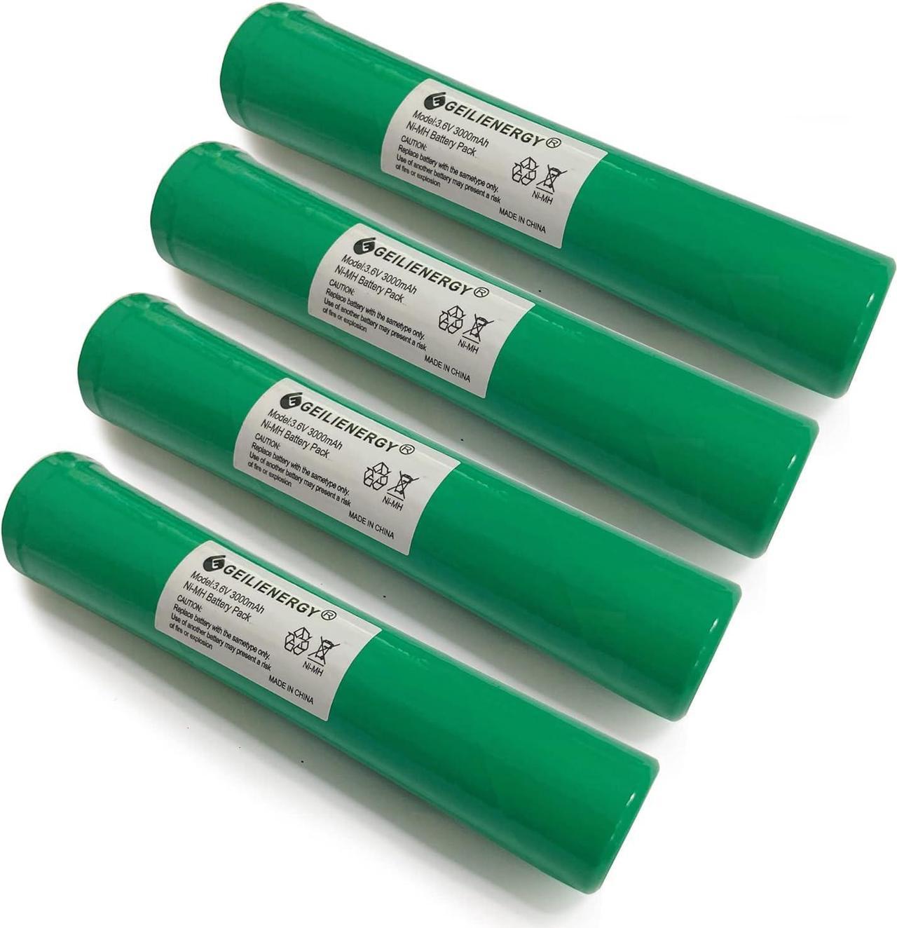 Main image of GLEPOWEER 3.6V 3000mAh Ni-MH Battery (4PACK) Compatible with Streamlight Stinger 75375 75175 LED HP, XT,DS,PolyStinger, Pelican M9, FL126 Flashlight