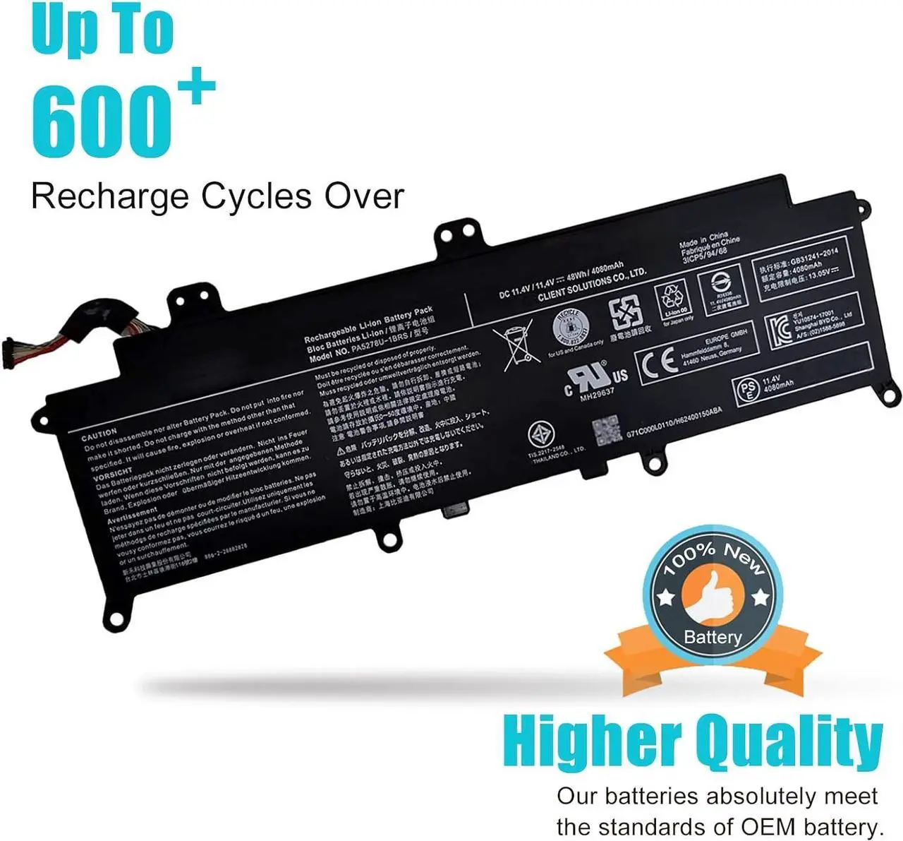 Alt view image 3 of 7 - PA5278U-1BRS 48Wh Battery for Toshiba Portege X30 X30-D X30-D-10V X30-D-121 X30-E X30-E-12H X30-E-10U Tecra X40 X40-D X40-D-10E X40-E X40-E-108 Series PA5278U 11.4V 4080mAh