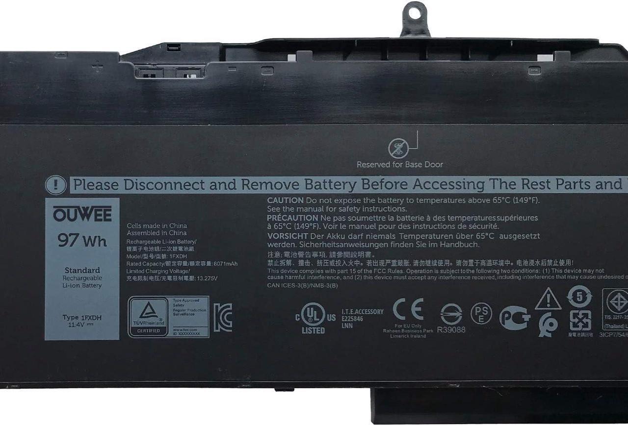 Alt view image 2 of 5 - OUWEE 1FXDH Laptop Battery Compatible with Dell Latitude 15 5501 5511 Precision 3541 3551 Series Notebook 01WJT0 1WJT0 11.4V 97Wh 8071mAh 6-Cell