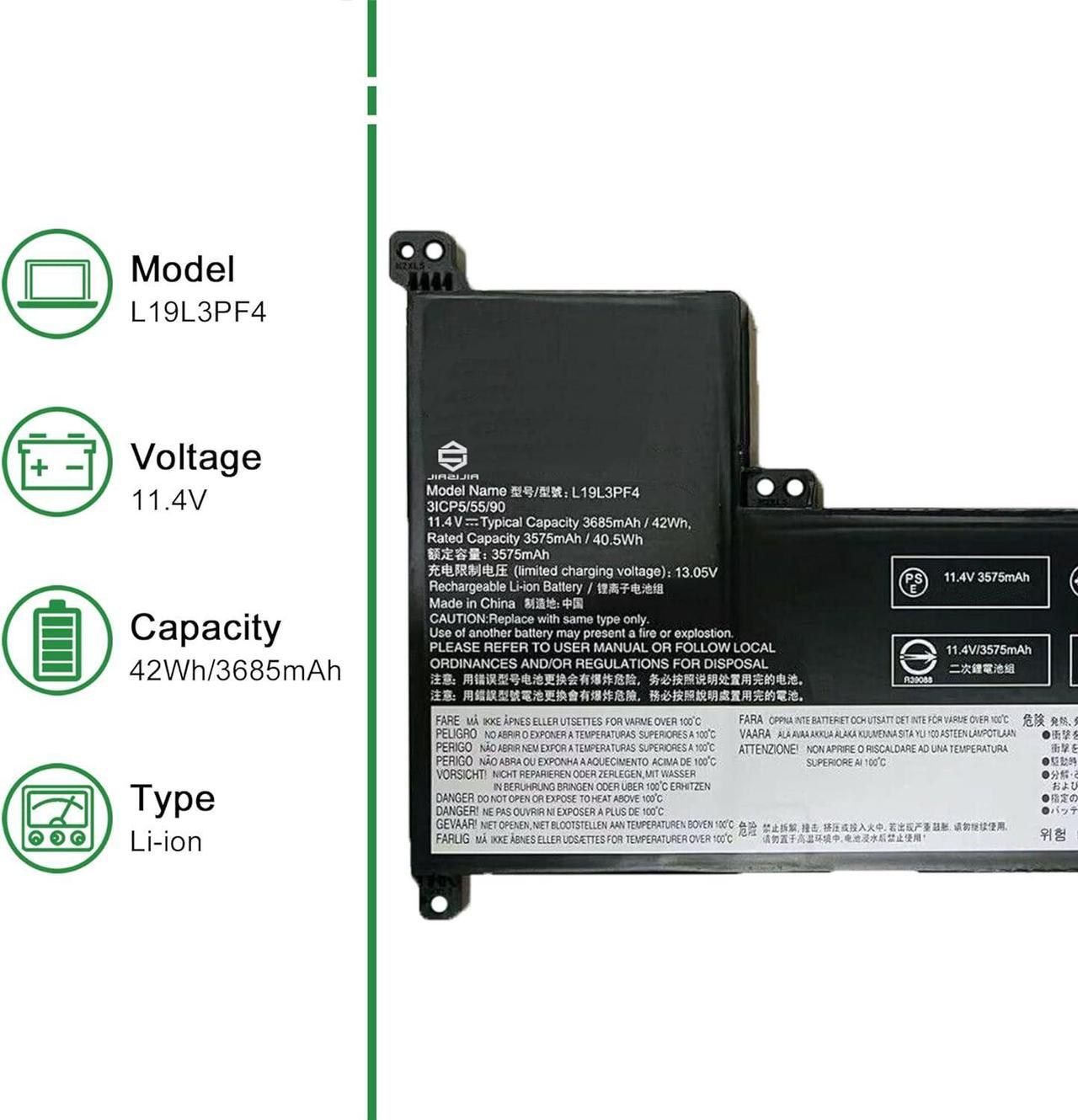 Alt view image 2 of 5 - L19L3PF4 SB10W89837 5B10W89839 Battery Replacement for Lenovo IdeaPad 3-17ADA05 3-17ARE05 3-17IIL05 Series L19D4PF2 SB10W89834 5B10W89835 L19L4PF2 SB10W89847 5B10W89846 L19C3PF6 SB10W89845 5B10W89838