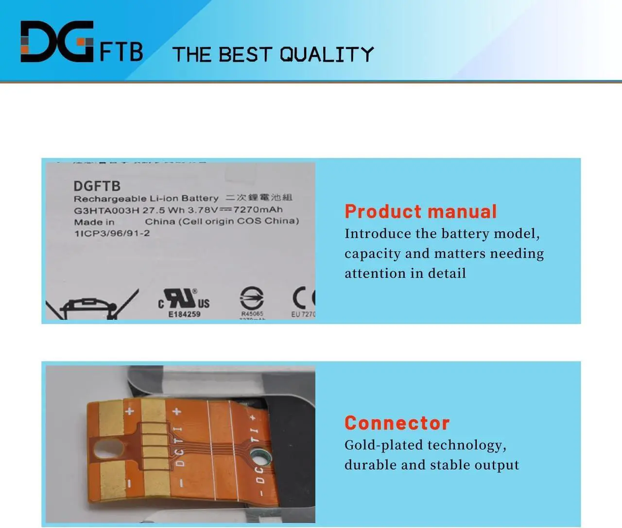 Alt view image 2 of 7 - DGTECH G3HTA003H G3HTA004H G3HTA007H Replacement Laptop Battery for Microsoft Surface 3 1645 3.78V 27.5Wh 7270mAh