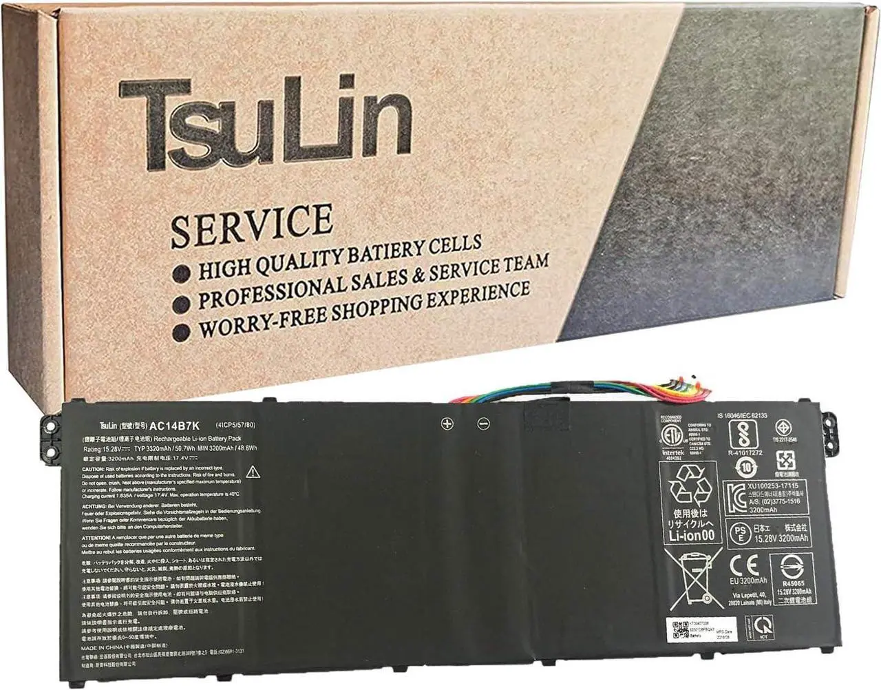 Main image of TsuLin AC14B7K Laptop Battery Compatible with ACER Spin 5 SP515-51GN Spin 5 SP515-51GN-80A3 Swift 3 SF314-54 Swift 3 SF314-52 Series Notebook 15.28V 50.7Wh 3320mAh