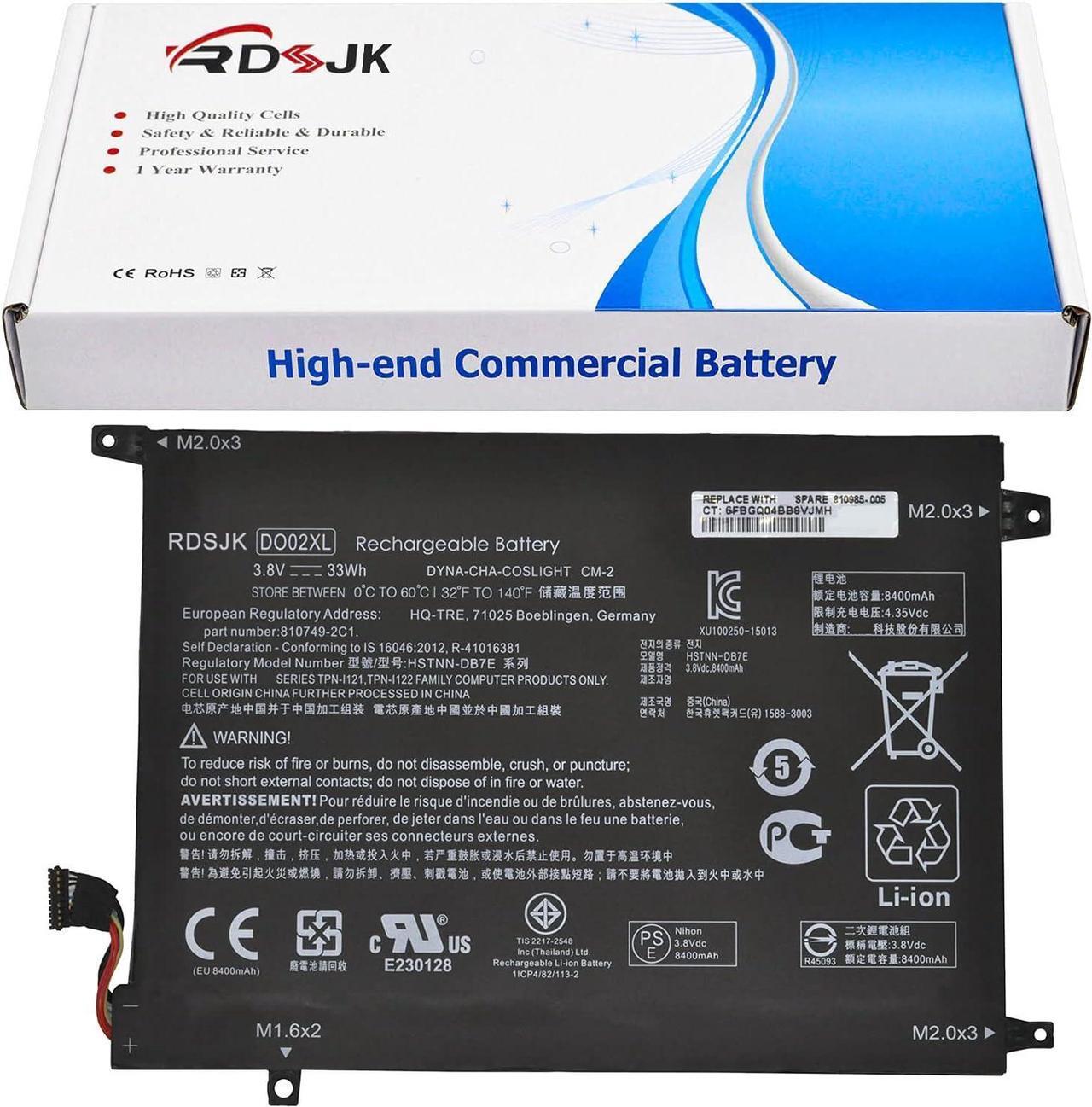 Main image of DO02XL Battery Compatible HP Pavilion X2 10 Series x2 10-j024tu 10-j025tu 10-n013dx 10-n030ca 10-n20no 10-n20ns 810749-2C1 810749-421 810985-005 HSTNN-LB6Y HSTNN-DB7E TPN-I121 TPN-I122 3.8V 33Wh