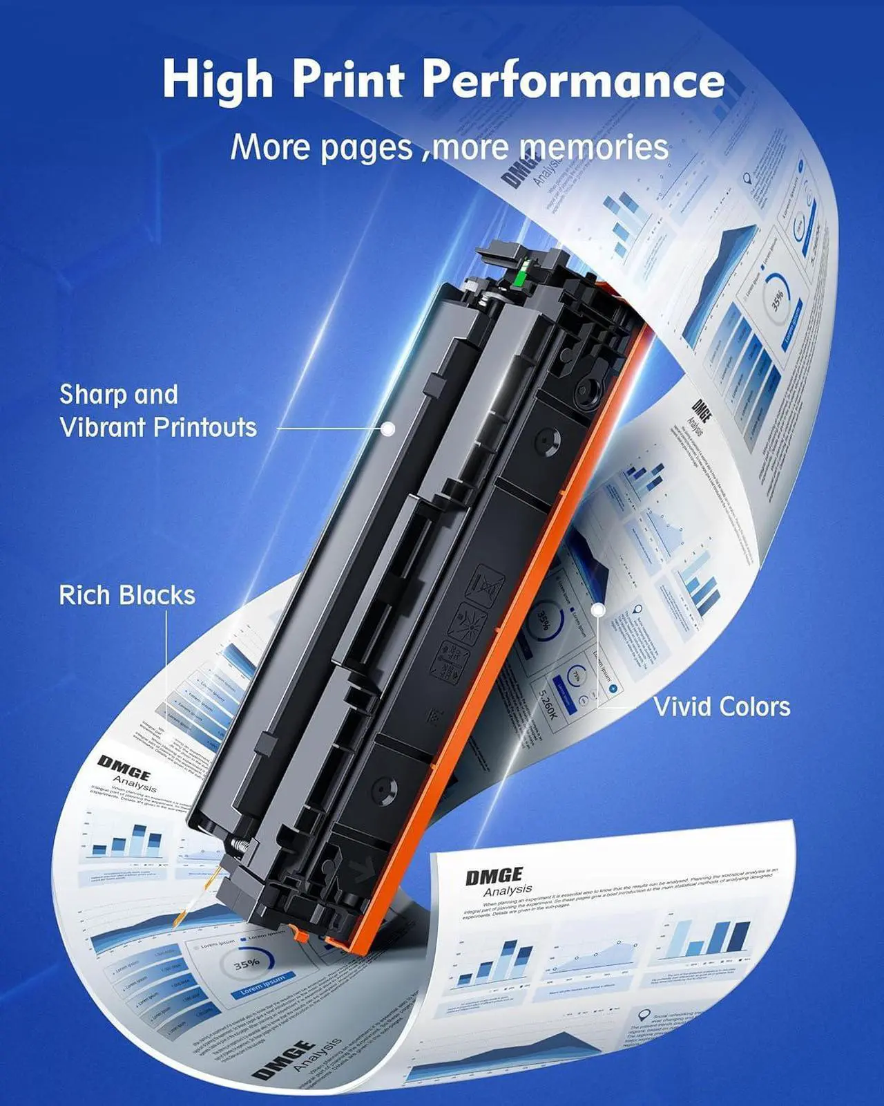 Alt view image 4 of 7 - 202A Toner Cartridges - Standard Yield 5 Pack 202X Compatible with HP Color Laserj Pro MFP M281fdw Toner, M281cdw Toner Cartridges, Color Laserj Pro M254 Series | CF500A