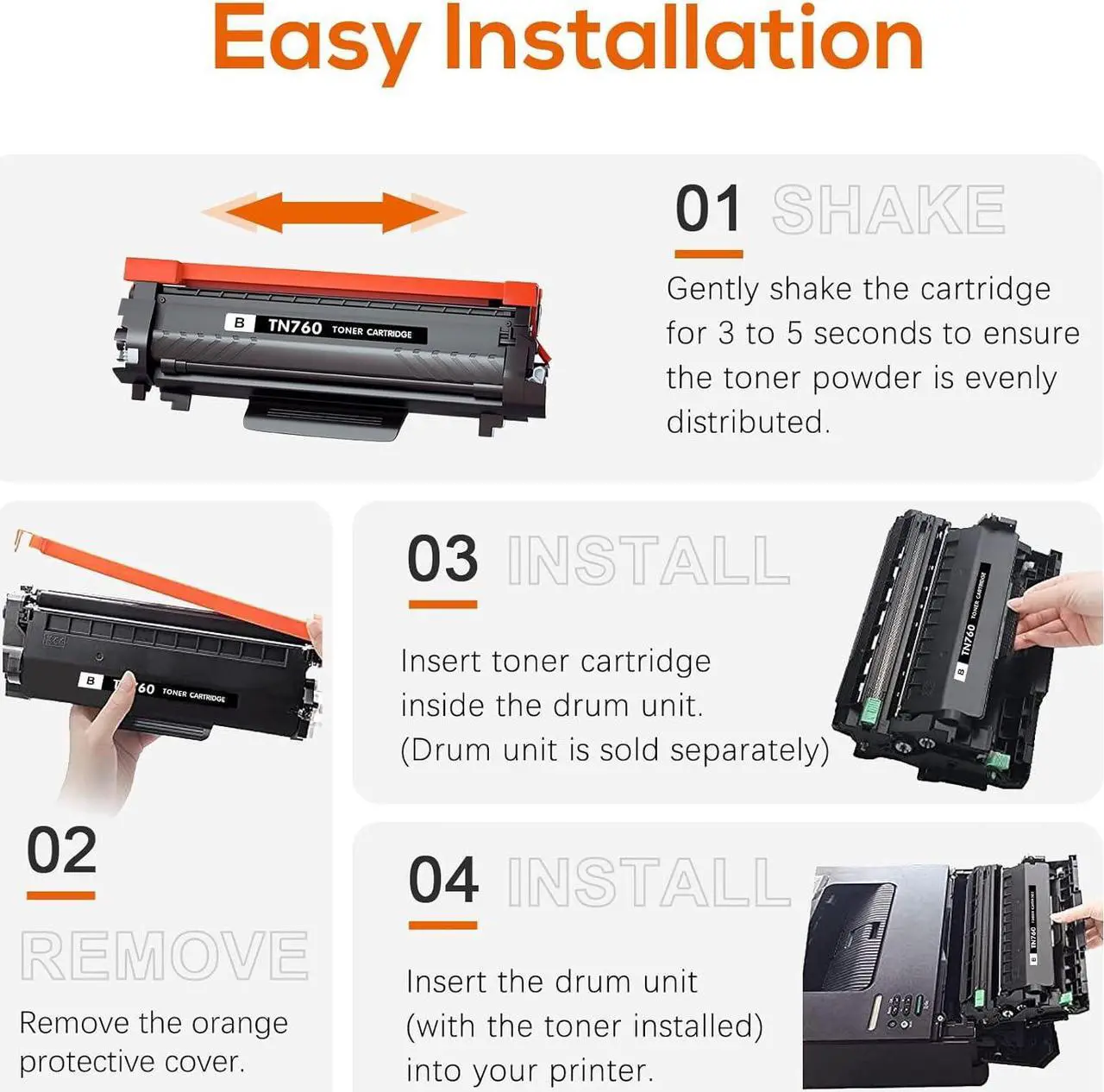 Alt view image 6 of 6 - TN760 Toner Replacement for Brother TN760 TN-760 TN730 TN-730 Compatible for MFC-L2710DW DCP-L2550DW MFC-L2750DW HL-L2350DW HL-L2390DW HL-L2370DW HL-L2395DW Ink (Black, 4 Pack)
