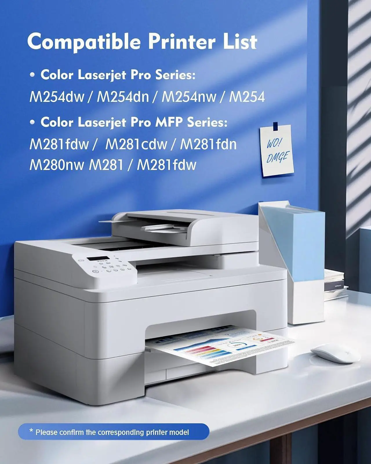 Alt view image 2 of 7 - 202A Toner Cartridges - Standard Yield 5 Pack 202X Compatible with HP Color Laserj Pro MFP M281fdw Toner, M281cdw Toner Cartridges, Color Laserj Pro M254 Series | CF500A