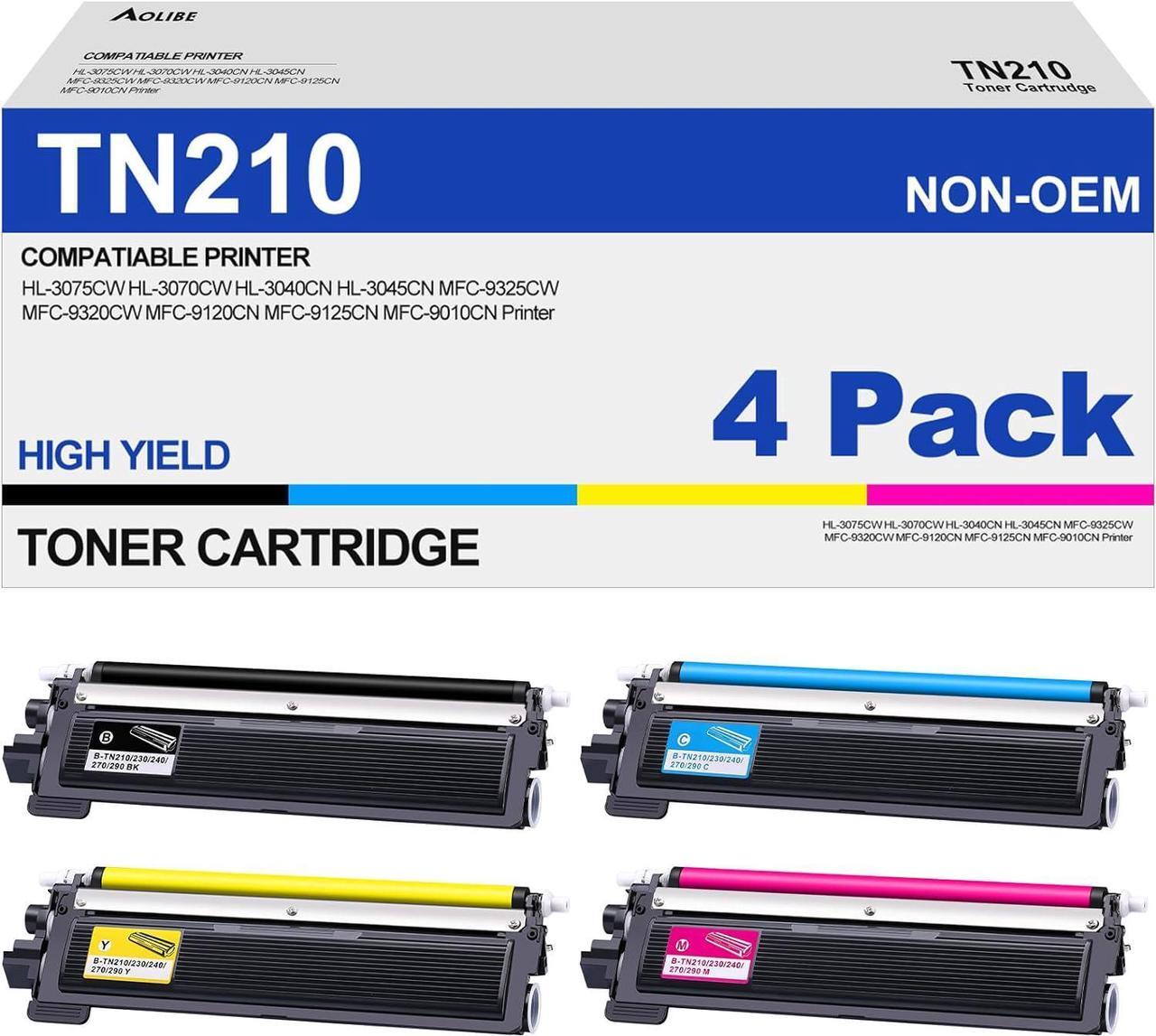 Main image of TN210 Toner Cartridge Compatible for Brother TN-210 work with MFC-9325CW MFC-9125CN HL-3070CW MFC-9320CW HL-3070CW MFC-9120CN Printer (1 Black, 1 Cyan, 1 Magenta, 1 Yelllow, 4 Pack)
