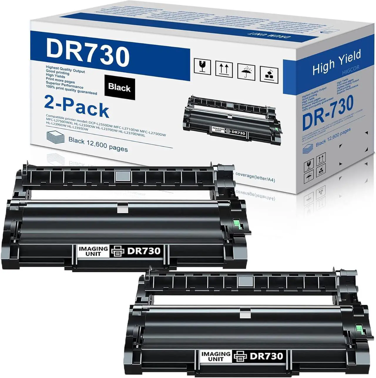 Main image of DR730 Drum Unit (Not Toner) Replacement for Brother Drum DR-730 DR760 to use with MFC-L2710DW MFC-L2750DW HL-L2395DW HL-L2370DW HL-L2350DW HL-L2390DW DCP-L2550DW Printer, 2 Pack
