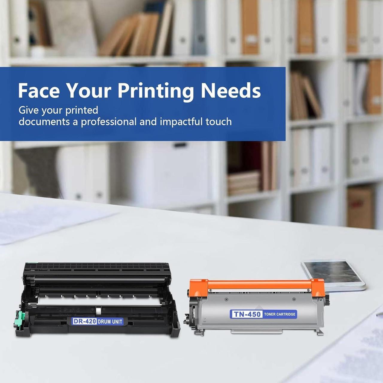 Alt view image 6 of 7 - TN450 Toner Cartridge and DR420 Drum Unit Replacement for Brother TN-450 TN-420 DR-420 to use with IntelliFax-2840 IntelliFAX-2940 MFC-7240 HL-2270DW HL-2240 MFC-7360N DCP-7065DN (2 Toner 1 Drum)