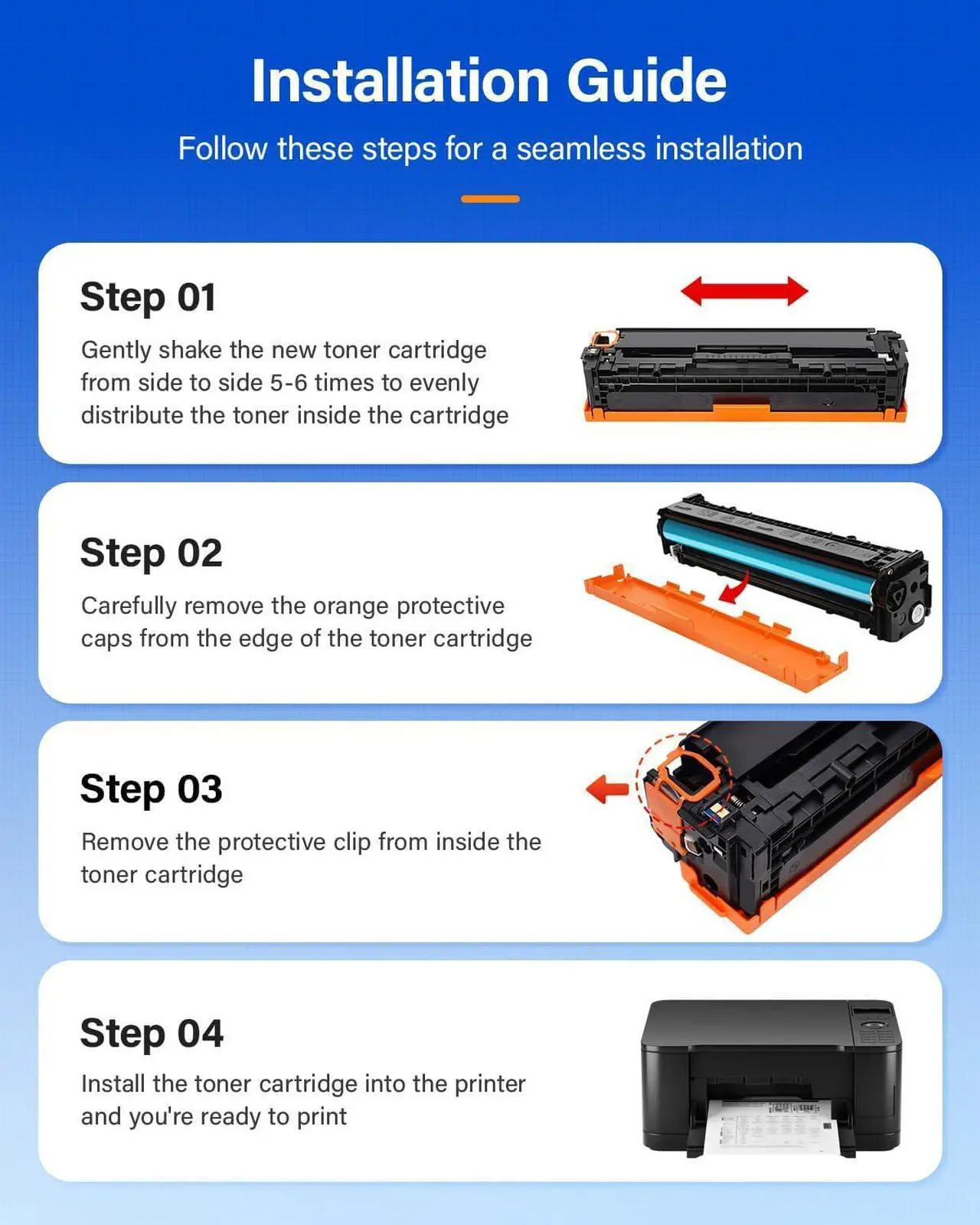 Alt view image 4 of 6 - 131A Toner Cartridges 4 Pack 131X M251nw M276nw Compatible   Laserjet Pro 200 Color MFP M276nw M251nw M276 M251 Printer Ink HP 131A 131X CF210X CF210A CF211A CF212A CF213A Laser Copier All-In-One