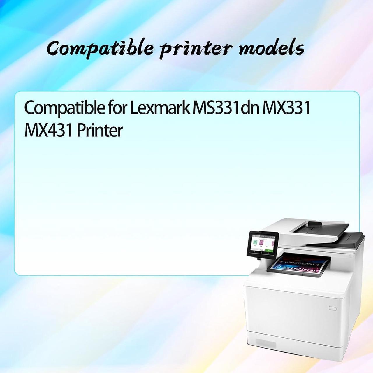 Alt view image 2 of 7 - Compatible for Lexmark MS431 55B1000H Toner Cartridge MS331dn MX331 MX431 Printer, High Yield 6000 Pages, Clear Printing(Black)