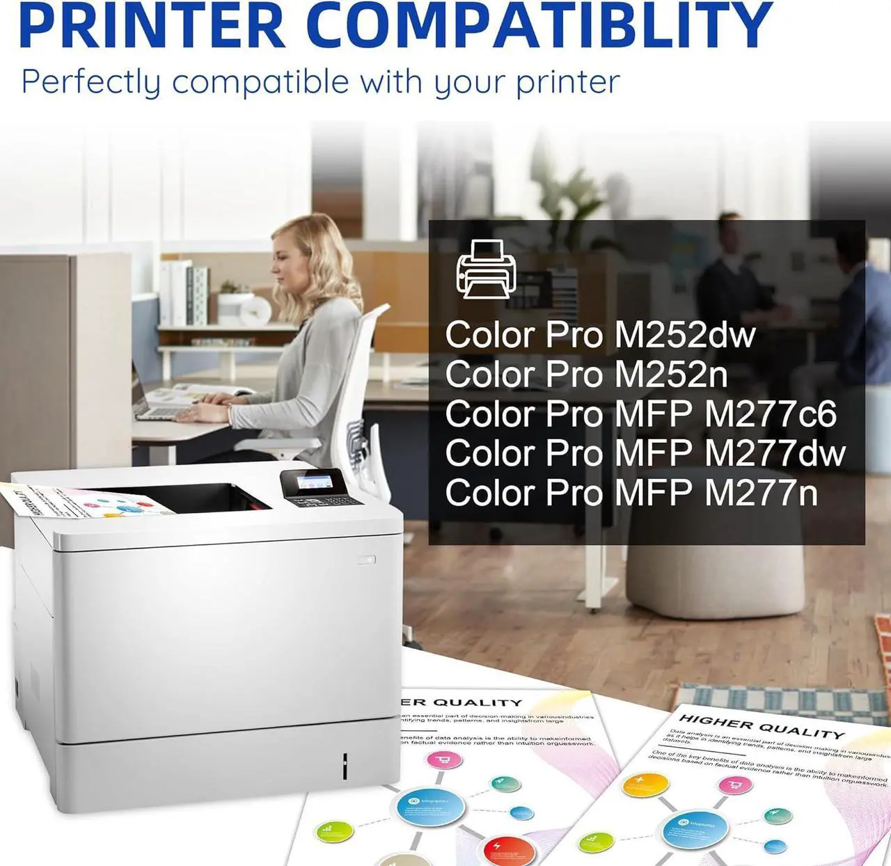 Alt view image 2 of 7 - 201X Toner Cartridges 4 Pack High Yield Compatible   201X 201A CF400X CF401X CF402X CF403X (with Chip) Color Laserj Pro MFP M277dw M277c6 Printer Black/Cyan/Yellow/Magenta