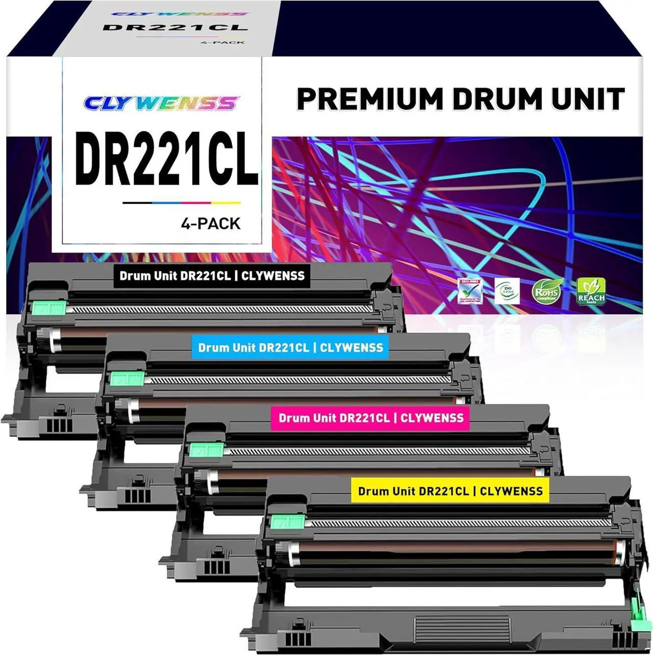 Main image of Remanufactured DR221CL Drum Unit Set Replacement for Brother DR221CL DR-221CL DR221 DR 221 CL Works with MFC-9130CW MFC-9330CW HL-3140CW HL-3170CDW DCP-9020CDN Printer Tray (BK/C/M/Y, 4-Pack)