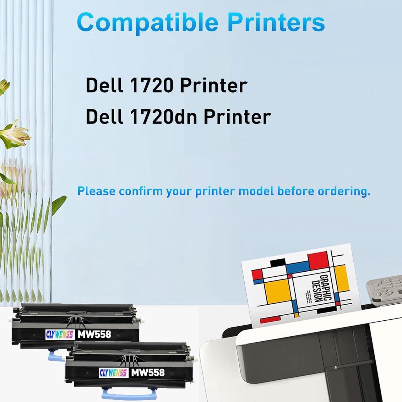 Alt view image 2 of 6 - Compatible MW558 1720 1720dn Black Toner Cartridge Replacement for Dell MW558 for Dell 1720 1720dn Printer (High Yield-6,000 Pages, 2-Pack)