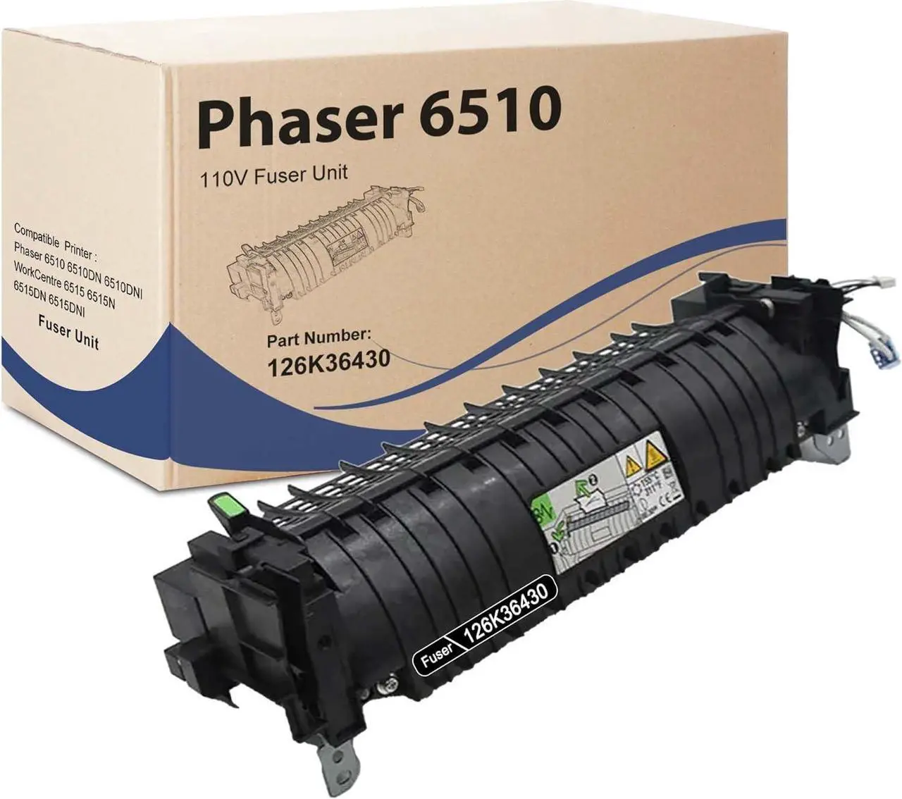 Main image of 126K36430 Fuser Assembly Remanufatured 6510 6515 Fuser Unit Compatible for Xerox 126K36430 Works with Phaser 6510 6510DN 6510DNI WorkCentre 6515 6515N 6515DN 6515DNI Printer 126K36430 Fuser Kit (110V)