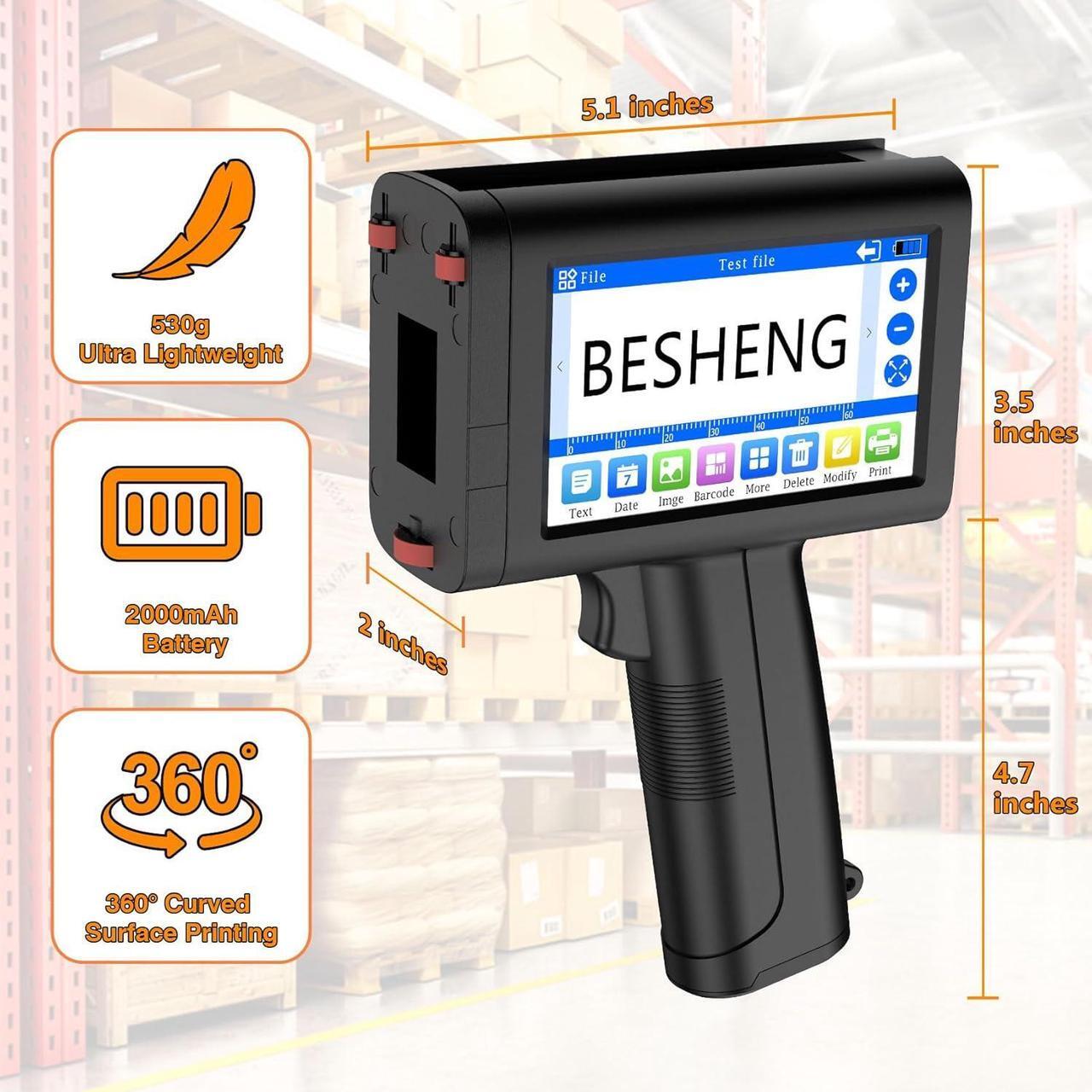 Alt view image 4 of 6 - Handheld Inkjet Printer, Portable Printer Gun with 1inch/25mm Solvent Ink Cartridge for Date/Time/Batch/Lot/Serial Number,QR,Barcode,Text,Logo,Variable Code Machine on Any Surface(TH20, 1inch)