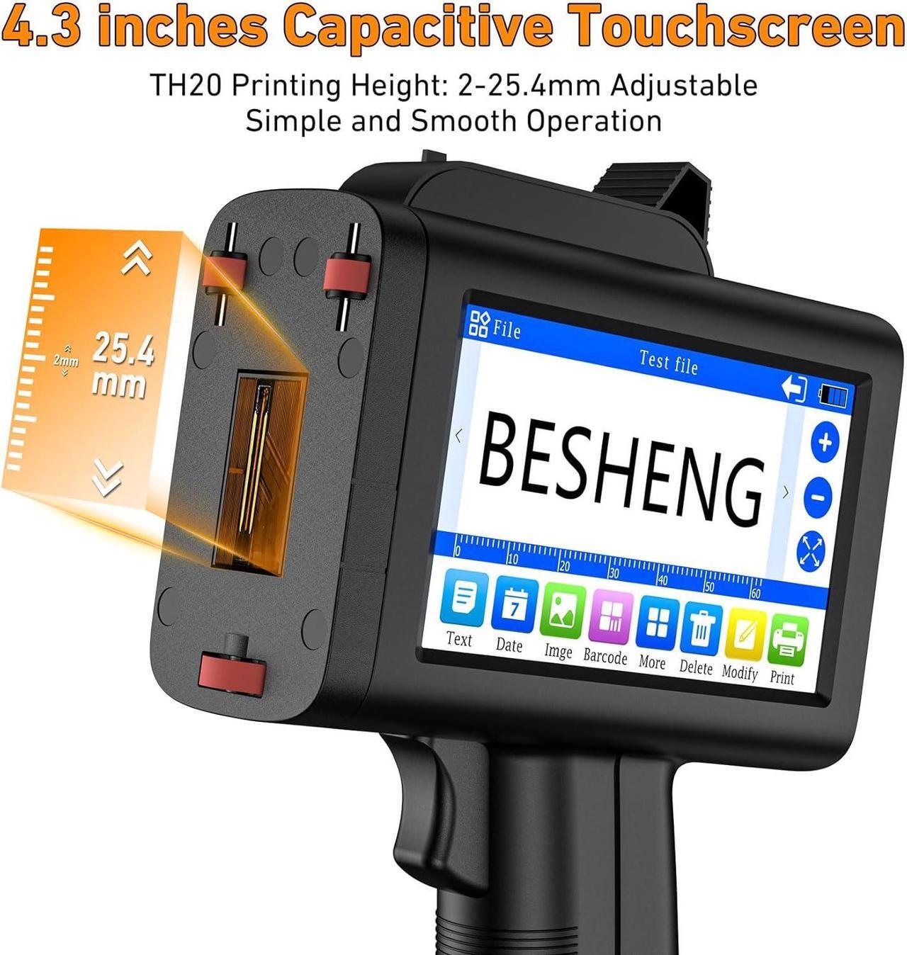 Alt view image 5 of 6 - Handheld Inkjet Printer, Portable Printer Gun with 1inch/25mm Solvent Ink Cartridge for Date/Time/Batch/Lot/Serial Number,QR,Barcode,Text,Logo,Variable Code Machine on Any Surface(TH20, 1inch)