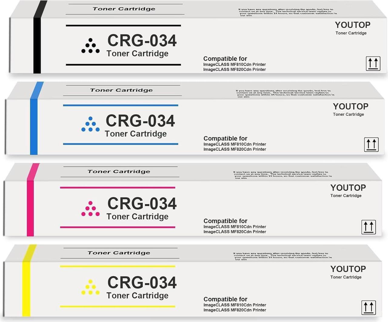 Main image of 4PK CRG-034 CRG034 034 Toner Cartridge Replacement   imageCLASS MF810Cdn imageCLASS MF820Cdn 9454B001 9453B001 9452B001 9451B001