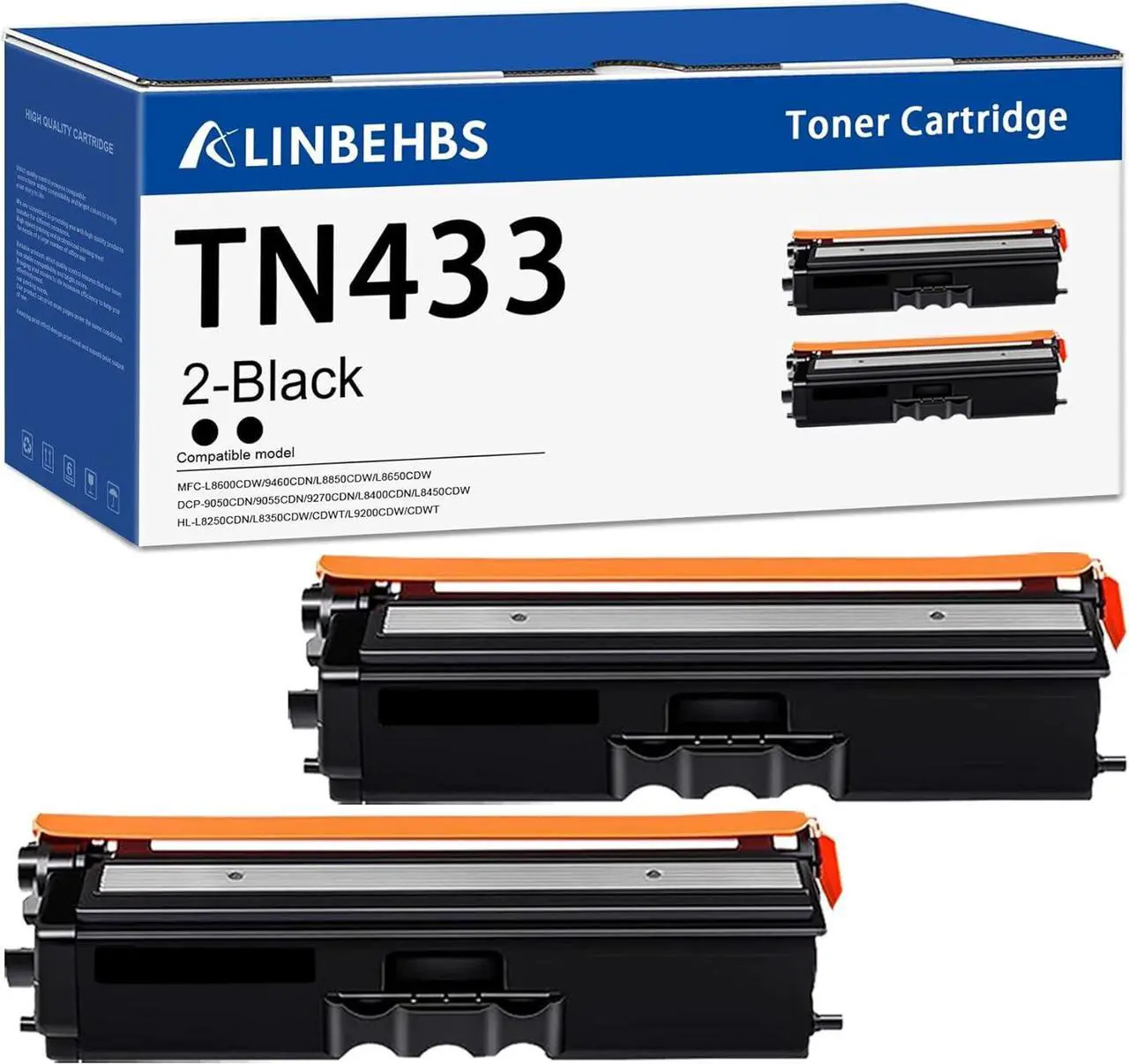 Main image of TN433BK TN 433 Toner Replacement for Brother TN433BK High Yield, Comaptible with MFC-L8900CDW Toner HL-L8360CDW HL-L8360CDWT HL-L8260CDW HL-L9310CDW MFC-L9570CDW Printer, TN433 Black 2 Pack