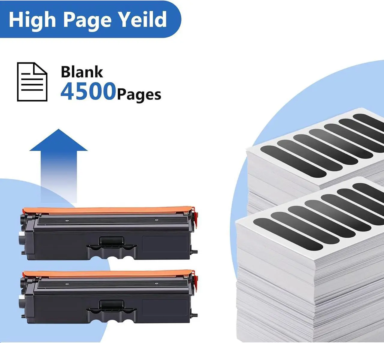 Alt view image 3 of 7 - TN433BK TN 433 Toner Replacement for Brother TN433BK High Yield, Comaptible with MFC-L8900CDW Toner HL-L8360CDW HL-L8360CDWT HL-L8260CDW HL-L9310CDW MFC-L9570CDW Printer, TN433 Black 2 Pack