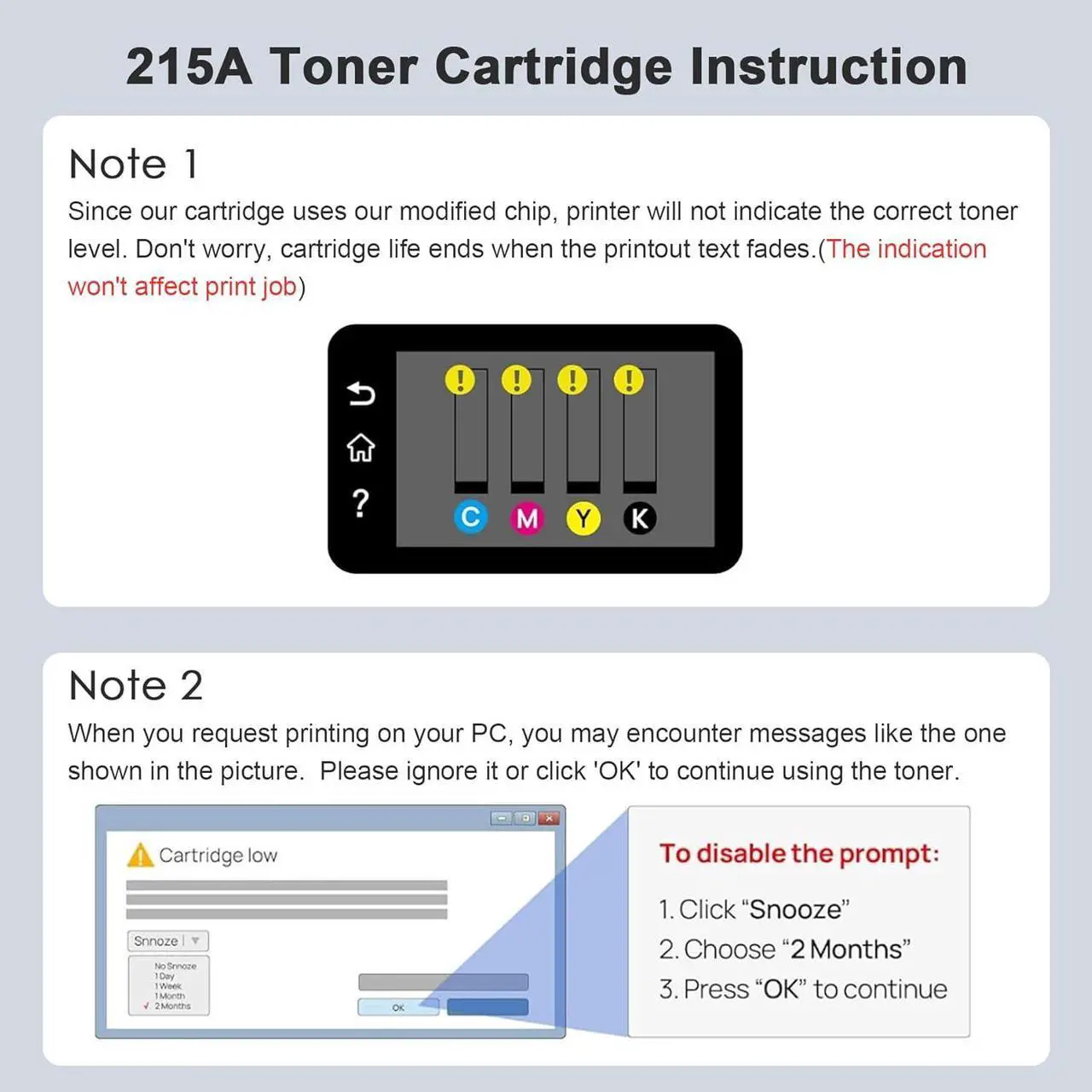 Alt view image 6 of 7 - 215A Black Toner Cartridge with Chip (2 Black) Replacement   215A | W2310A - Compatible with Color Pro MFP M182nw, MFP M183fw, M182, M183, M155 Series Printers