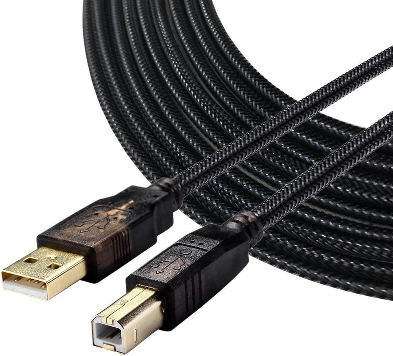 GHWL Printer Cable,High Speed Gold-Plated Nylon Braided USB Type A Male to B Male for HP, Canon, Lexmark, Epson, Dell, Xerox, Samsung etc