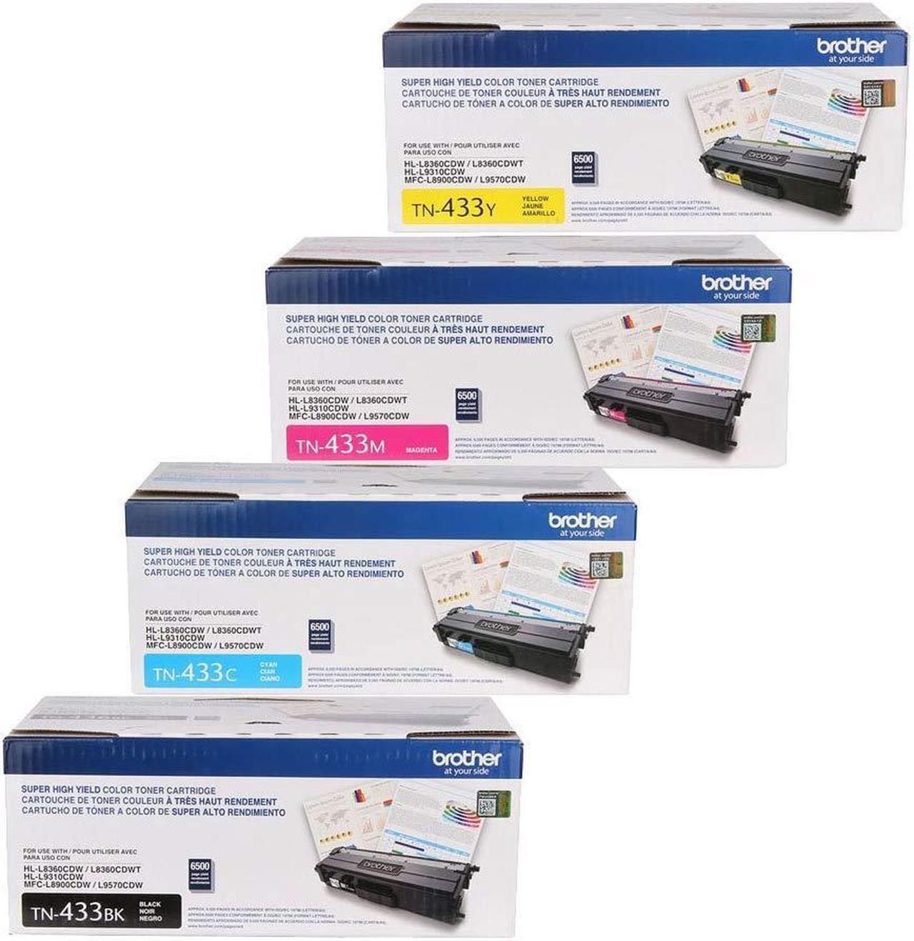 Main image of Brother TN433BK, TN433C, TN433M, TN433Y High Yield Black, Cyan, Magenta and Yellow Toner Cartridge Set