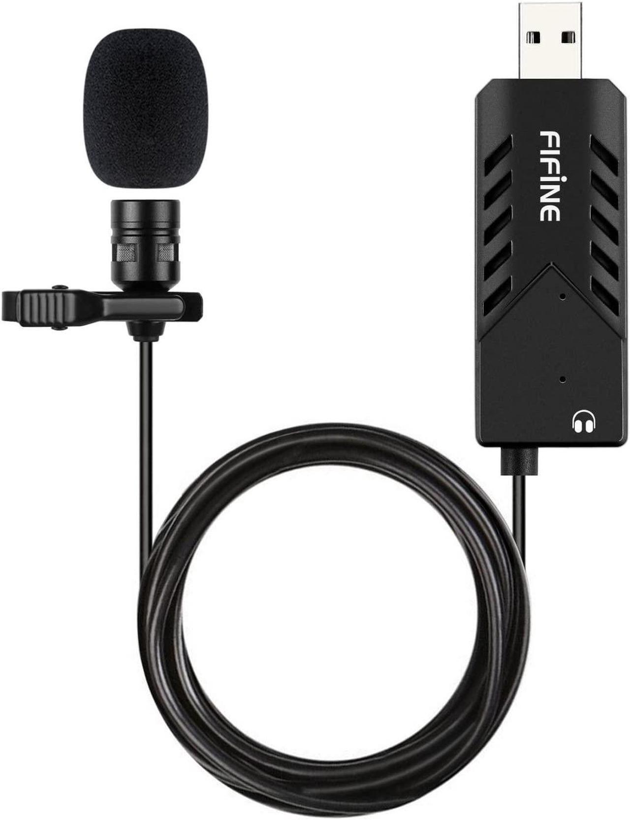 Main image of USB Lavalier Lapel Microphone, Clip-on Cardioid Condenser Computer Mic Plug and Play USB Microphone with Sound Card for PC and Mac-K053