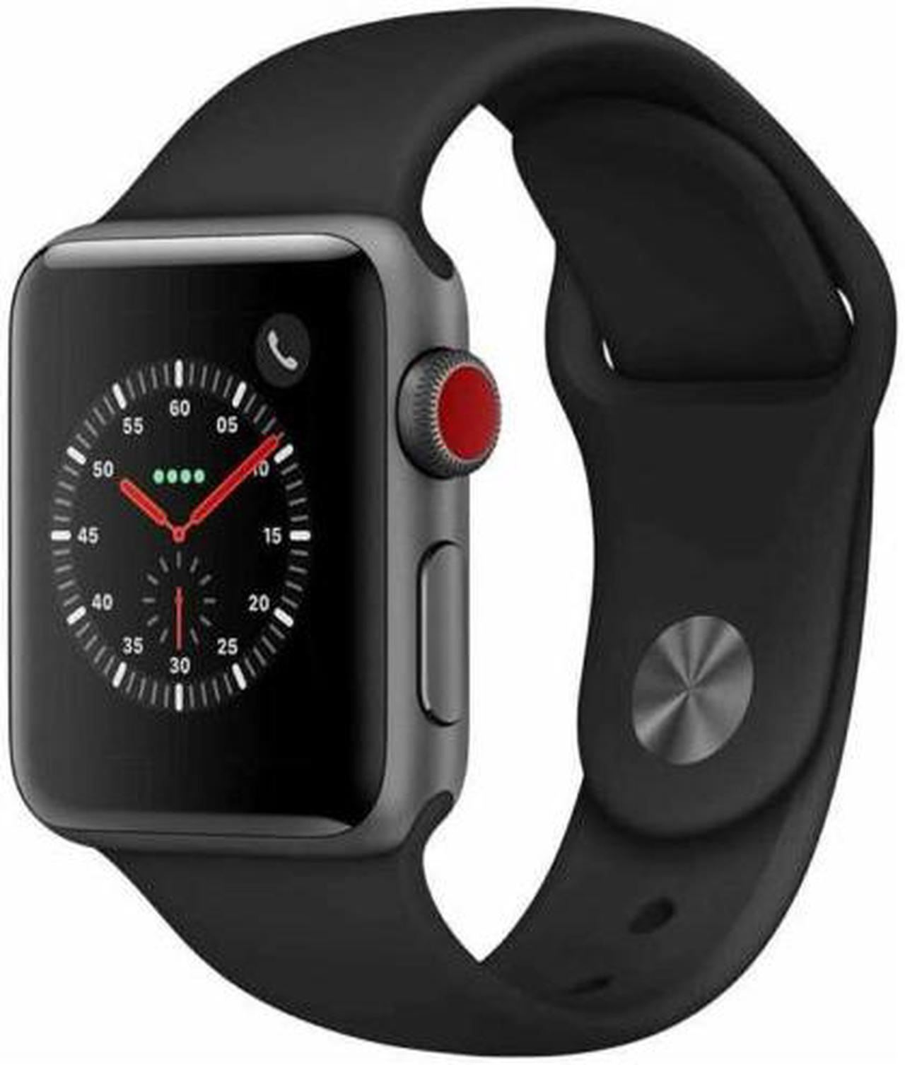 Main image of Apple Watch Series 3 42mm GPS + Cellular Unlocked - Space Gray Aluminum Case - Black Sport Band (2017) - Excellent Condition