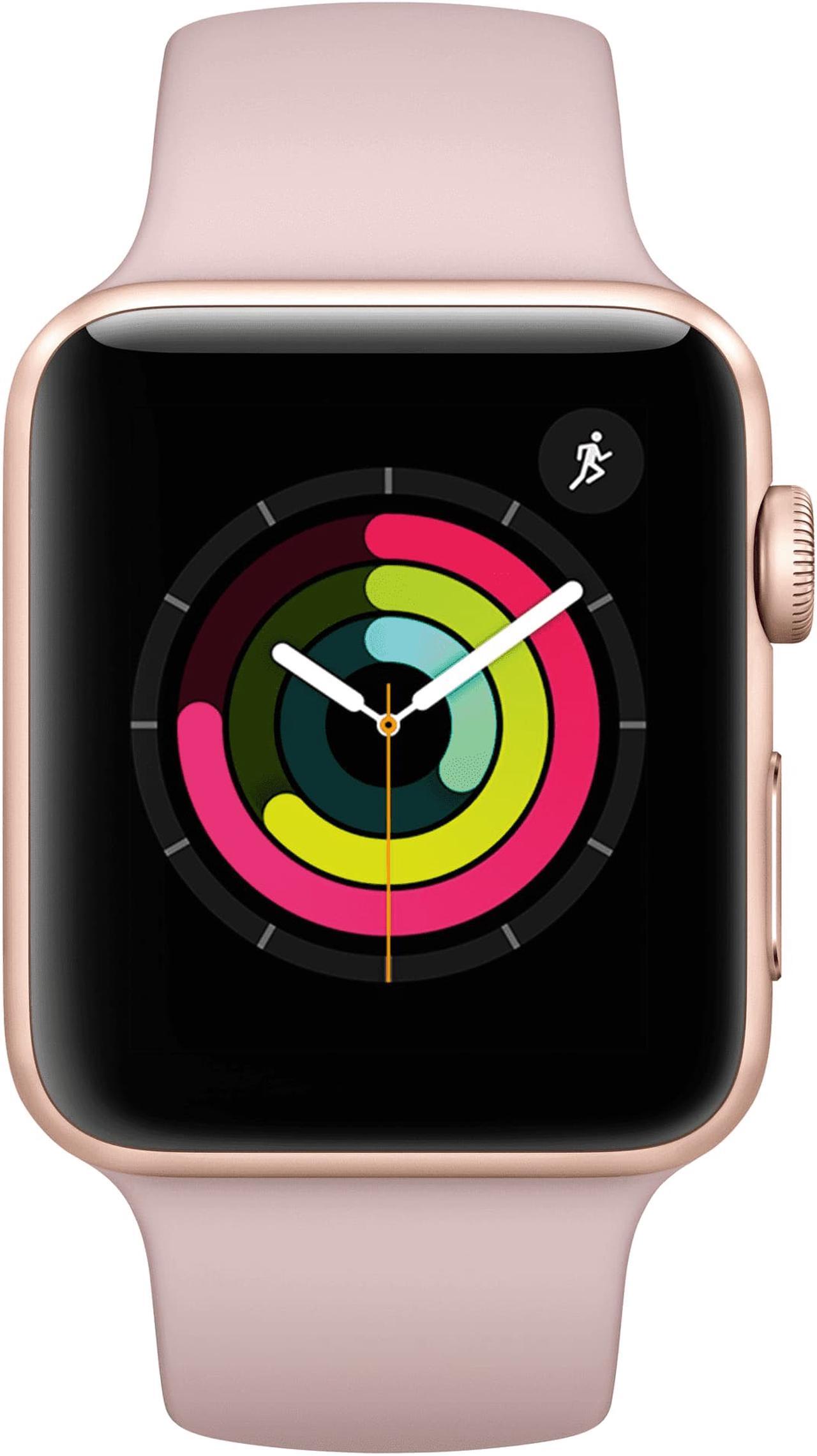 Alt view image 5 of 11 - Apple Watch Series 3 GPS, 38mm MQKW2LL/A Gold Aluminum Case with Pink Sand Sport Band