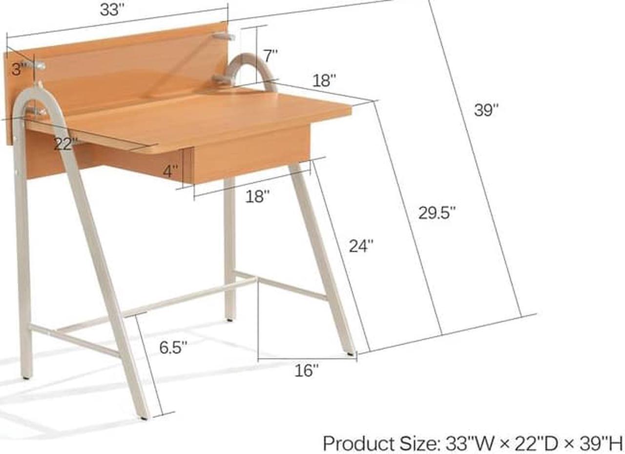 Alt view image 5 of 5 - ProHT Home Office Modern Compact Computer Desk, Beech, 05002