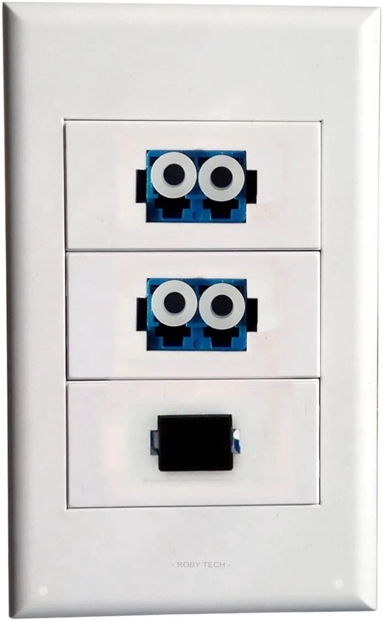 Main image of Wall Plate with 2 LC Duplex+ SC Simplex Keystone Modular Fiber Optic Distribution Jack Connectors Socket White Decorative FacePlates Device Mount Coupler Cover - (118x72mm)