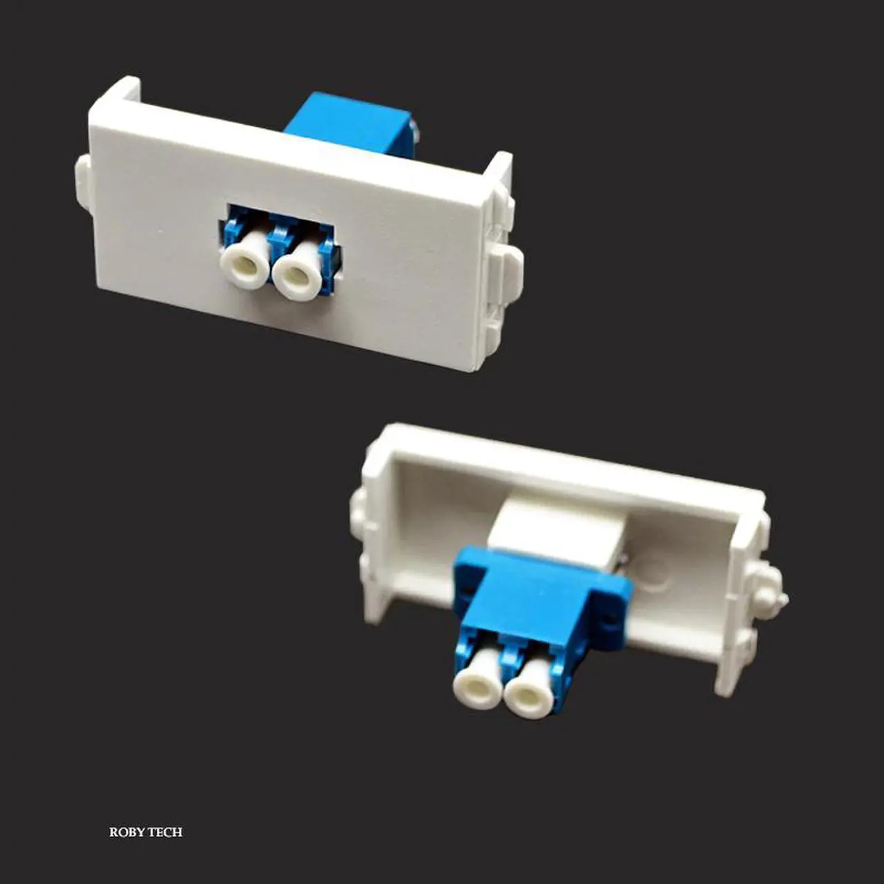 Alt view image 2 of 5 - Wall Plate with 2 LC Duplex+ SC Simplex Keystone Modular Fiber Optic Distribution Jack Connectors Socket White Decorative FacePlates Device Mount Coupler Cover - (118x72mm)