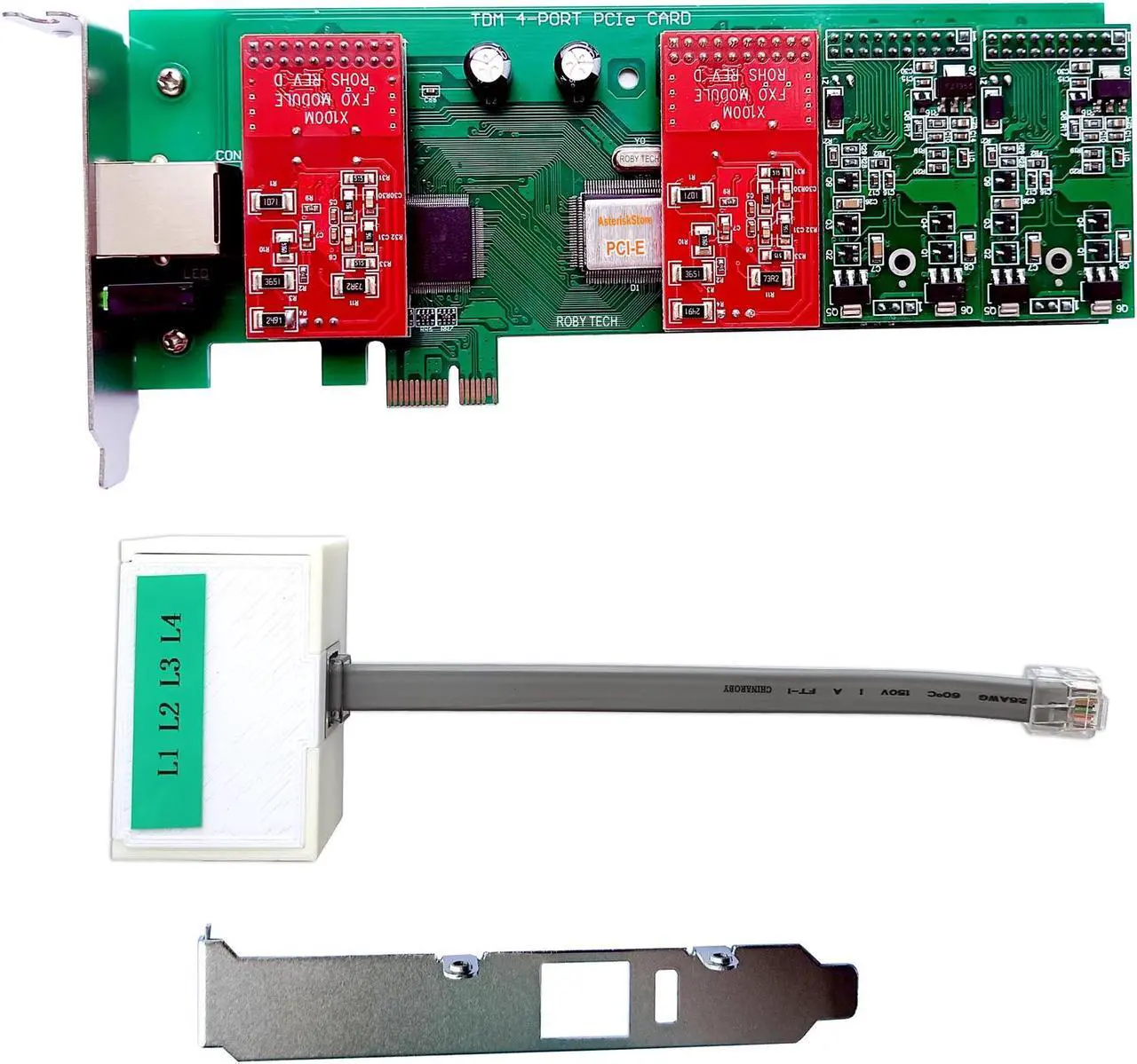 Main image of Asterisk Card AEX410 with 2 FXO+2 FXS,PCI-E Connector,4 Port FXS card FXO card supports Asterisk,Issabel,Freepbx, Dahdi,VitalPBX,Free PBX,tdm400p For IP PBX VoIP SIP Phone PABX
