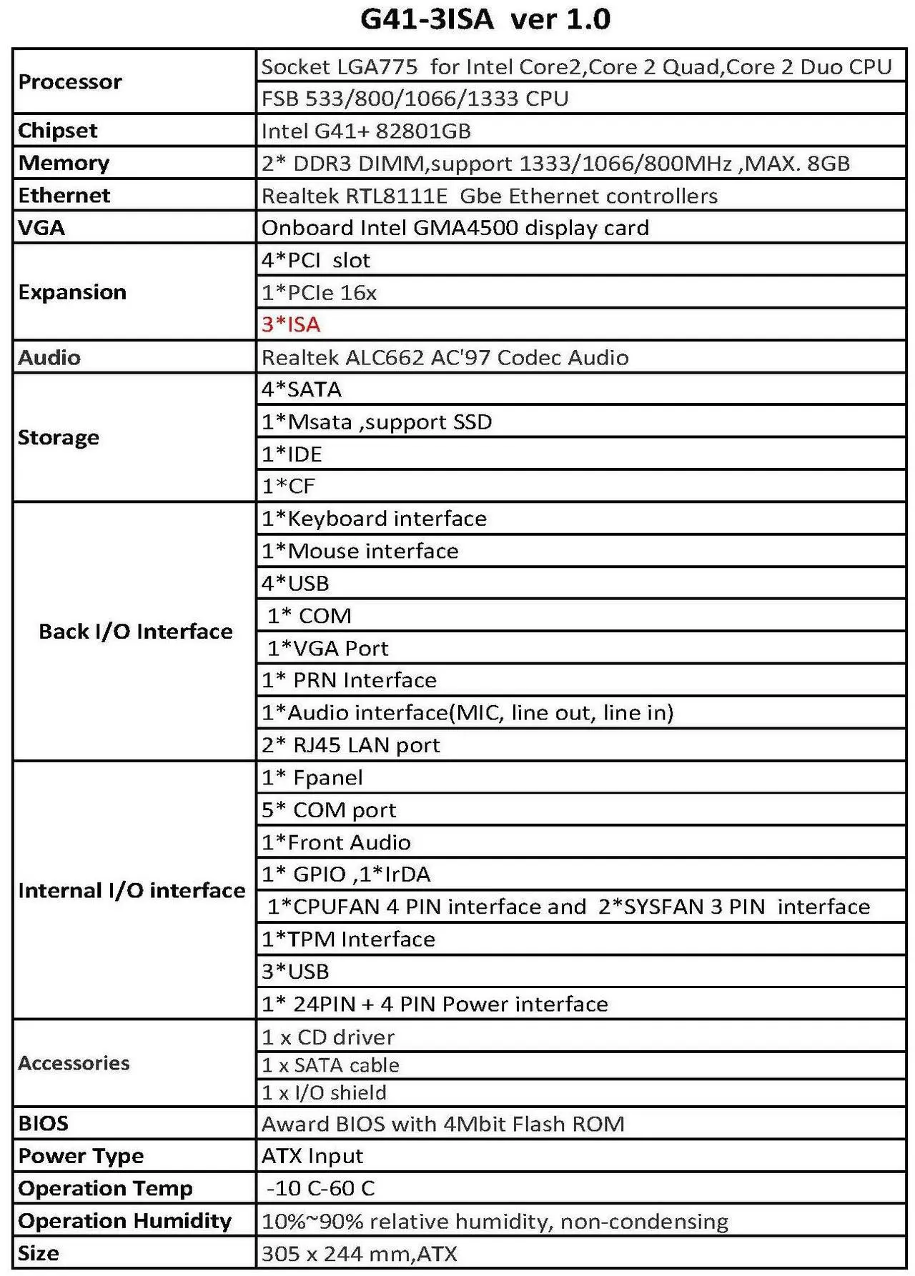 Alt view image 4 of 7 - ISA Motherboard G41 with 3 ISA Slots,4 PCI ATX Mainboard,Socket LGA775 CPU,2 DDR3 Slots,4 PCI Slots,1 PCIE 16x Slot,2 LAN Ports,for Industrial Server PC Computer