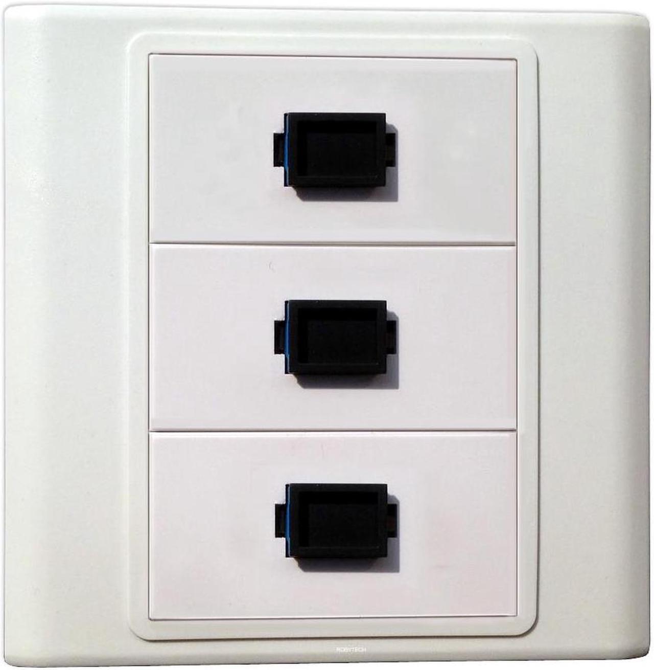 Main image of 3 SC Simplex Connectors Information Wall Plate Cover Wall Mount Faceplate Socket Plug Fiber Optic Port