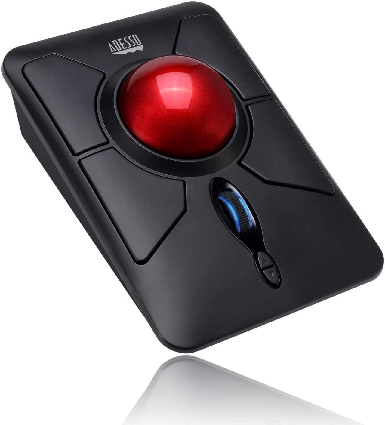 Adesso iMouse T50 Wireless Ergonomic Finger Trackball Mouse with Nano USB Receiver, Programmable 7 Button Design, and 5