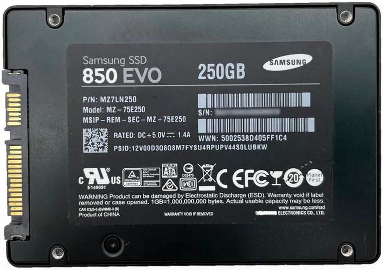 Alt view image 4 of 5 - Samsung 850 EVO Series 250GB SATA 6Gbps SSD Solid State Disk SSD 2.5-inch powered by 3D V-Nand MZ7LN250 MZ-75E250